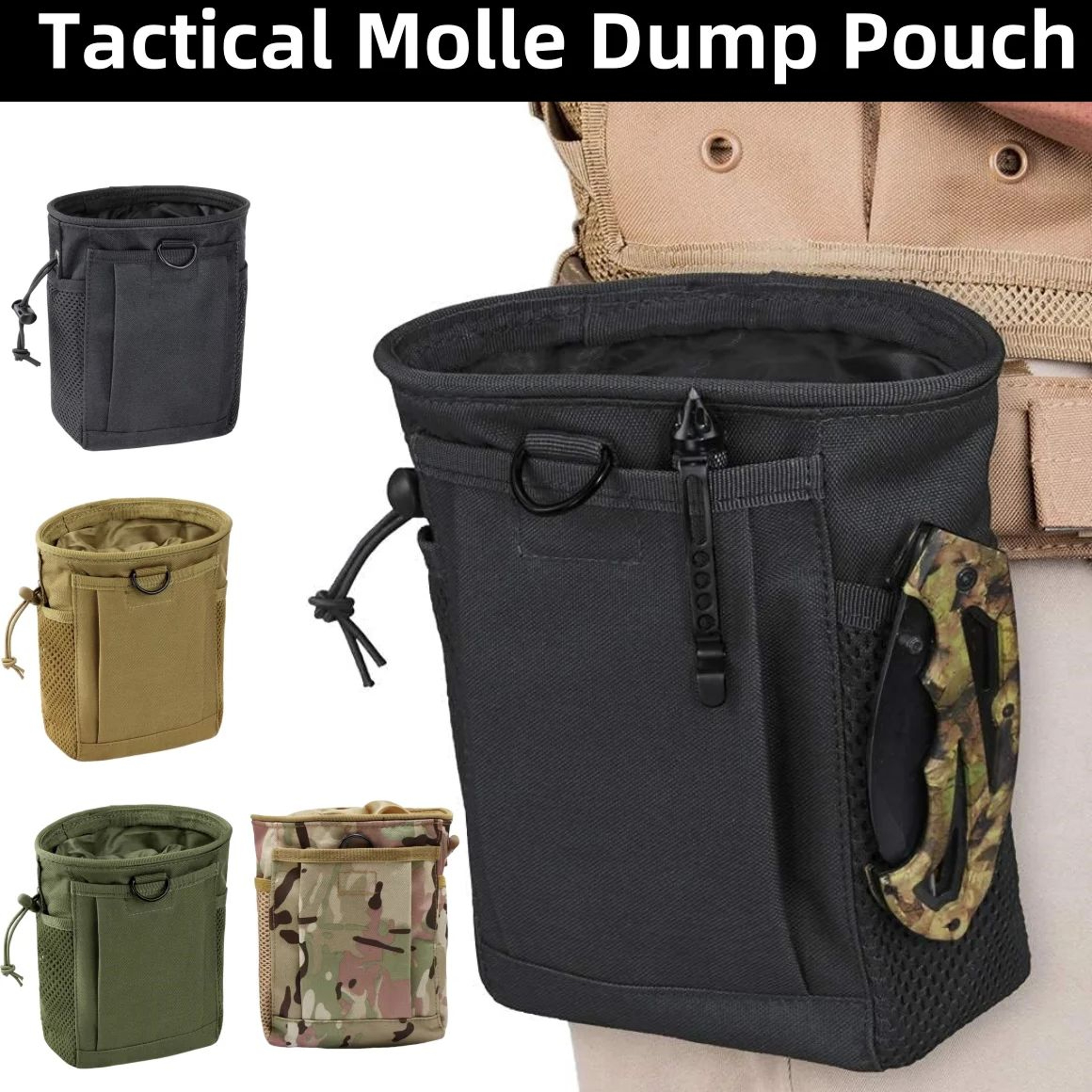 Outdoor Molle Drawstring Ammo Storage Pouch  Adjustable Utility Belt Fanny Pack For Magazine  Ammo 0
