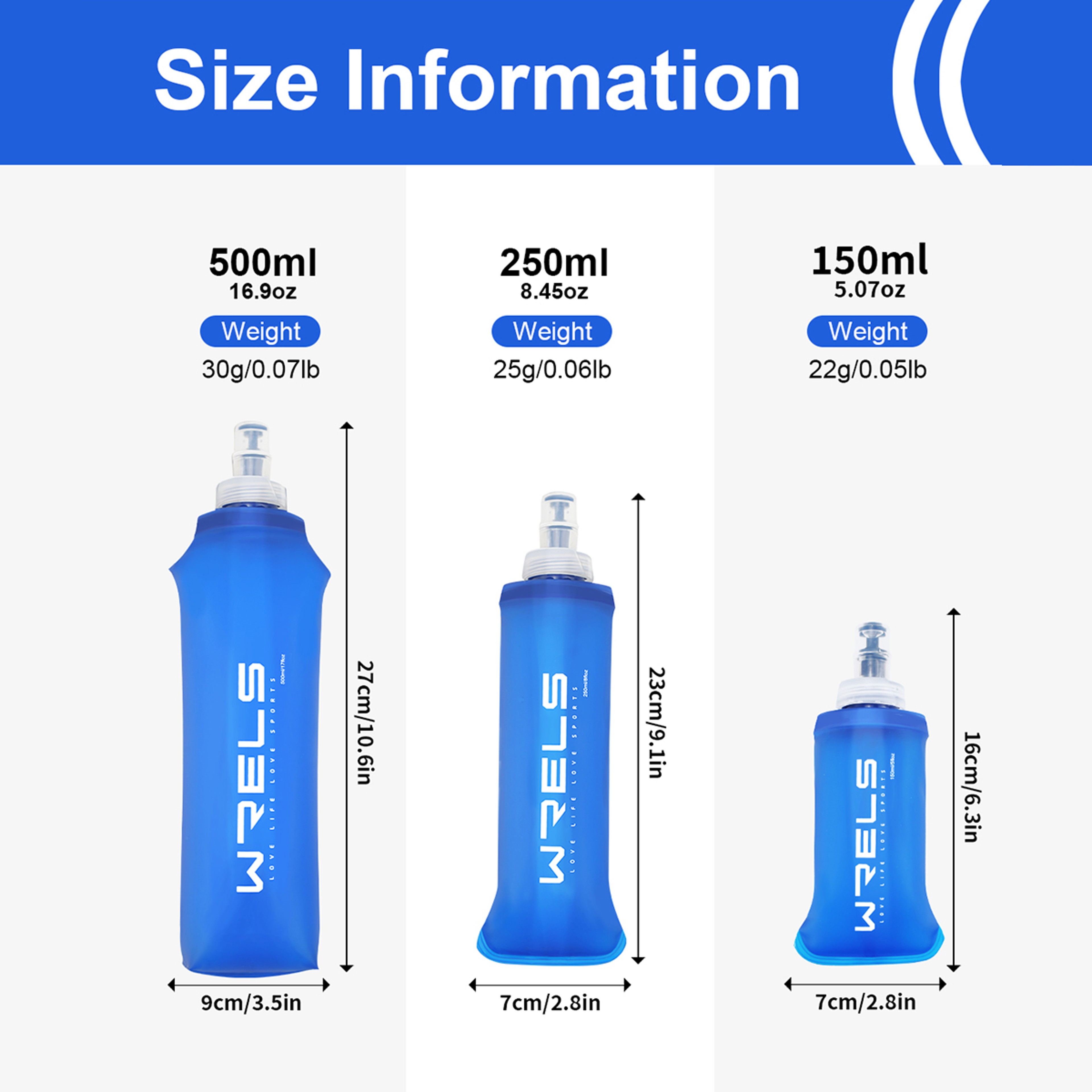 WRELS BPA-Free Collapsible Water Bottle - Soft TPU Hydration Pack for Outdoor Sports & Camping – view 3