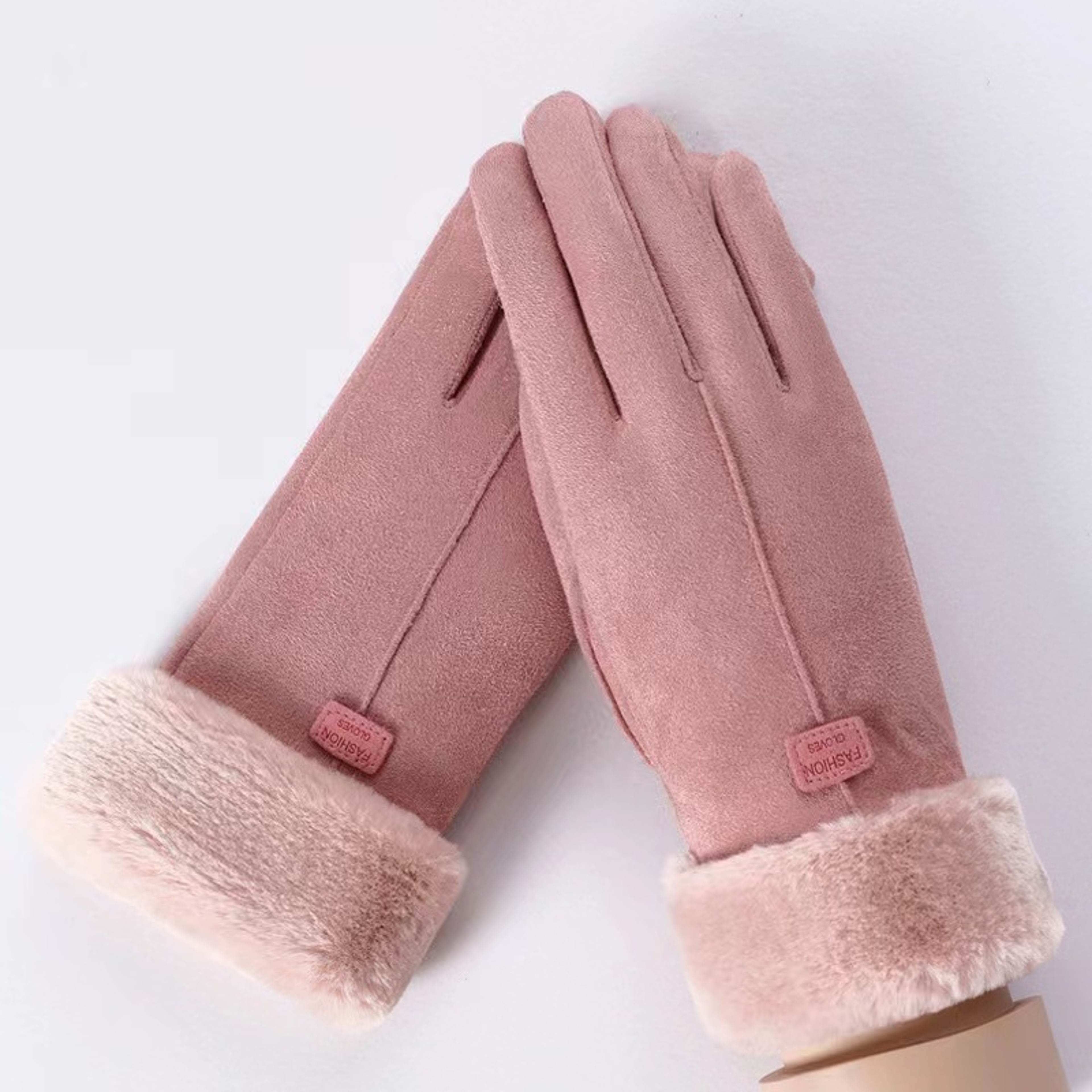 Winter Suede Gloves For Women  Touchscreen Full Finger Fleece Gloves For Cold Weather Hiking And Ou 4