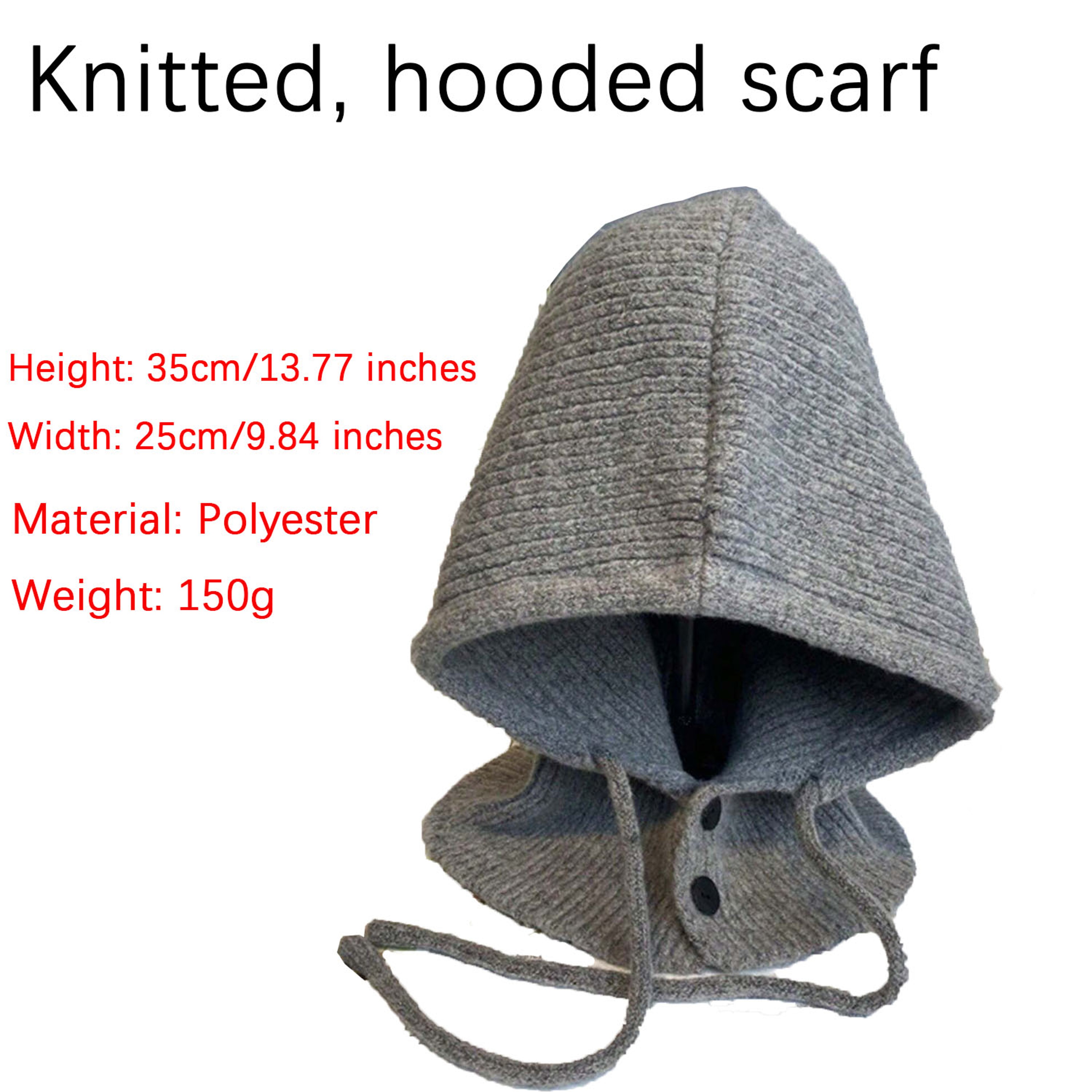 Winter Ski Mask with Warm Scarf – Hooded Balaclava Knit Beanie Hat with Thick Drawstring – view 6