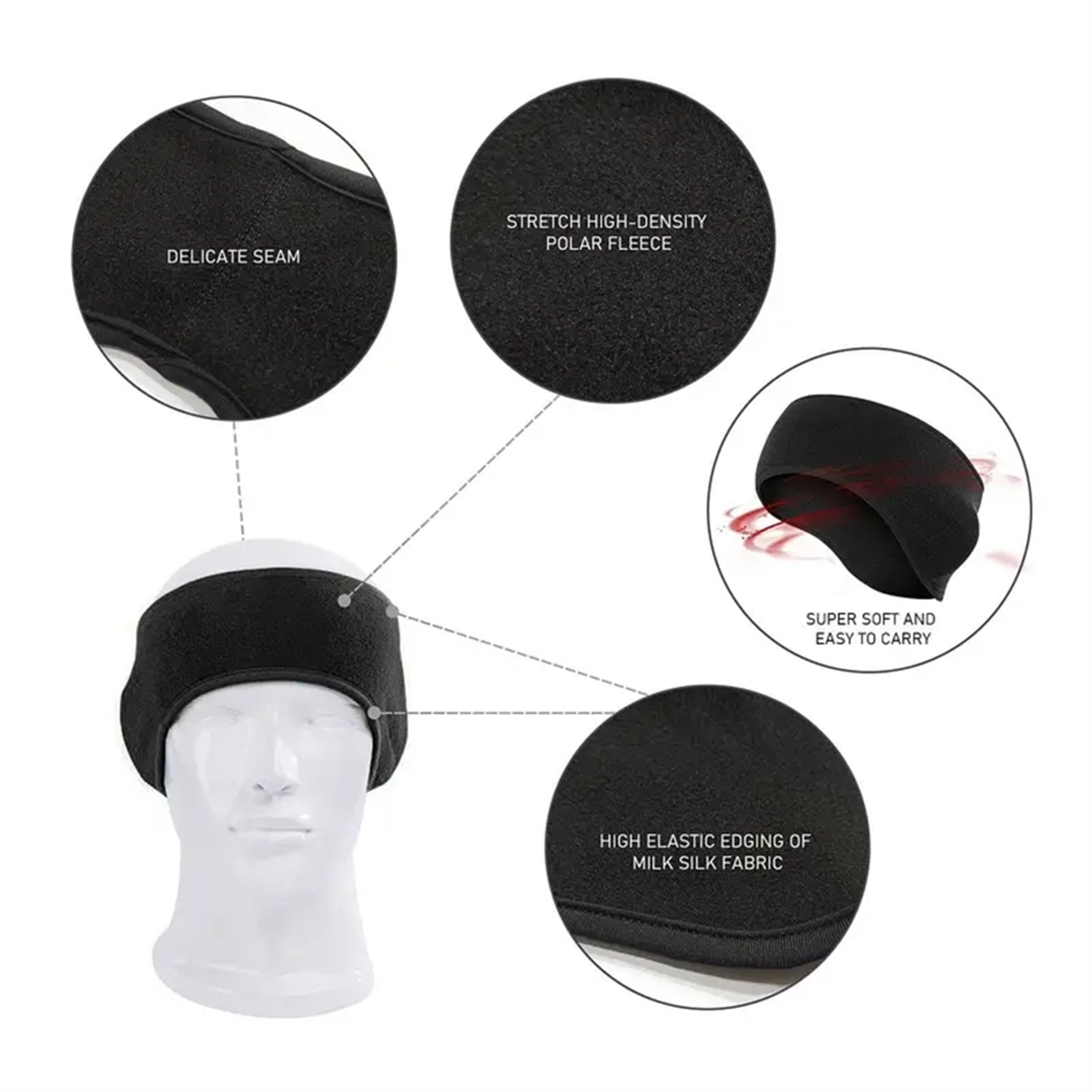 Winter Warmer Headband - Breathable, Windproof Fleece Ear Cover for Cycling & Running – view 5