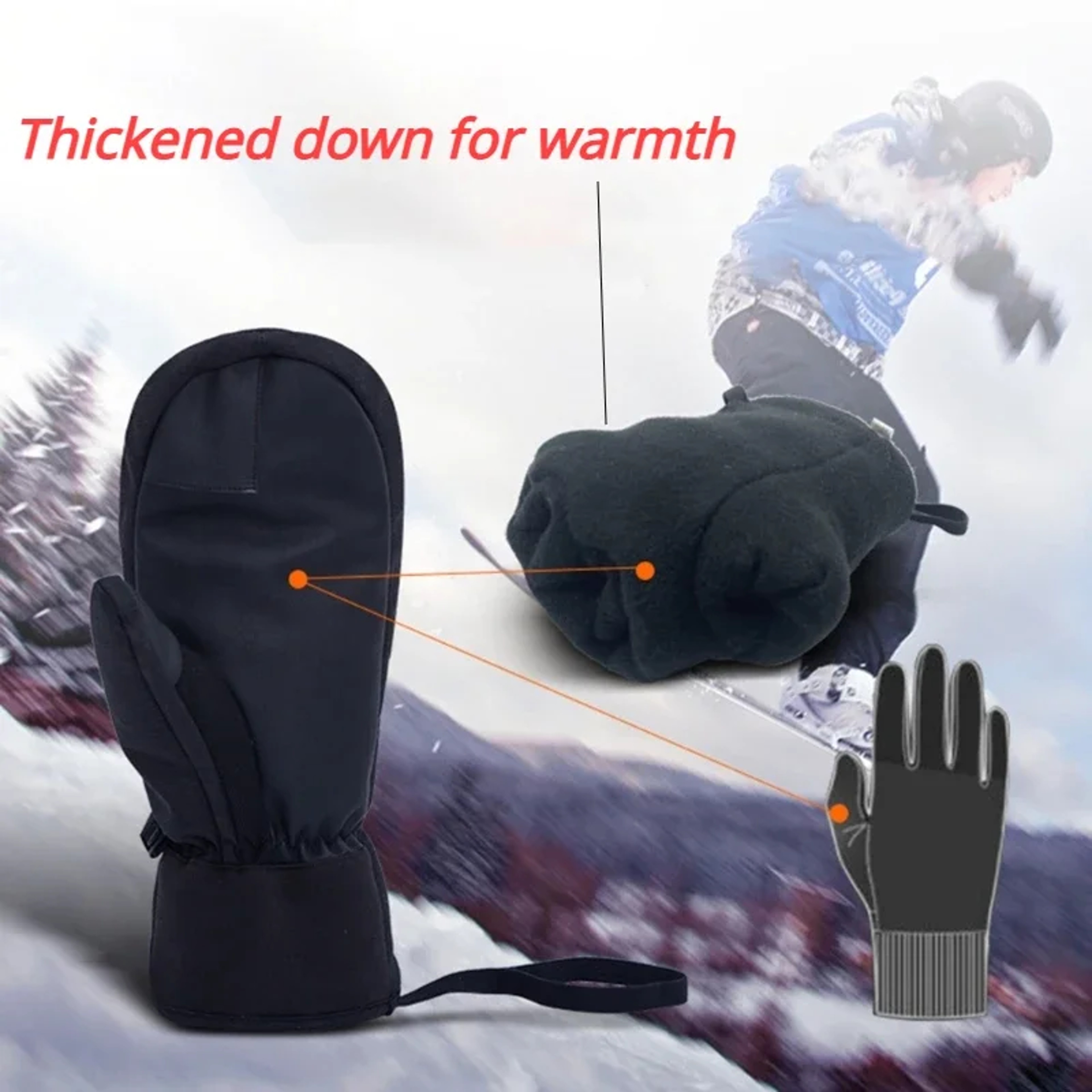 Winter Ski Gloves Waterproof Thermal Touch Screen Mittens for Men & Women - Warm Snow Gloves for Skiing & Snowmobile – view 3