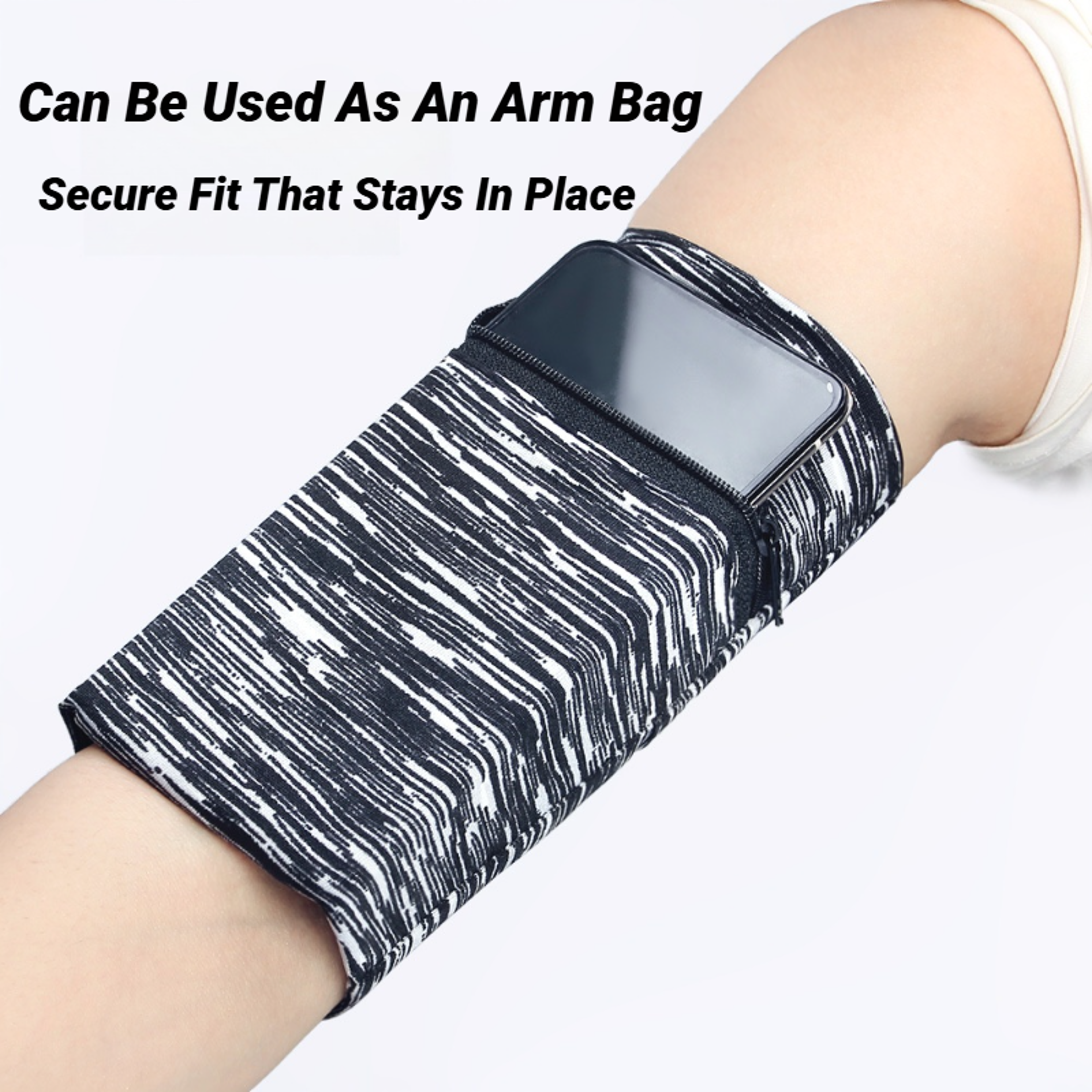 Zipper Running Wrist Bag for Phone, Keys & Cards – Sweatproof Gym Sports Cycling Armband – view 2
