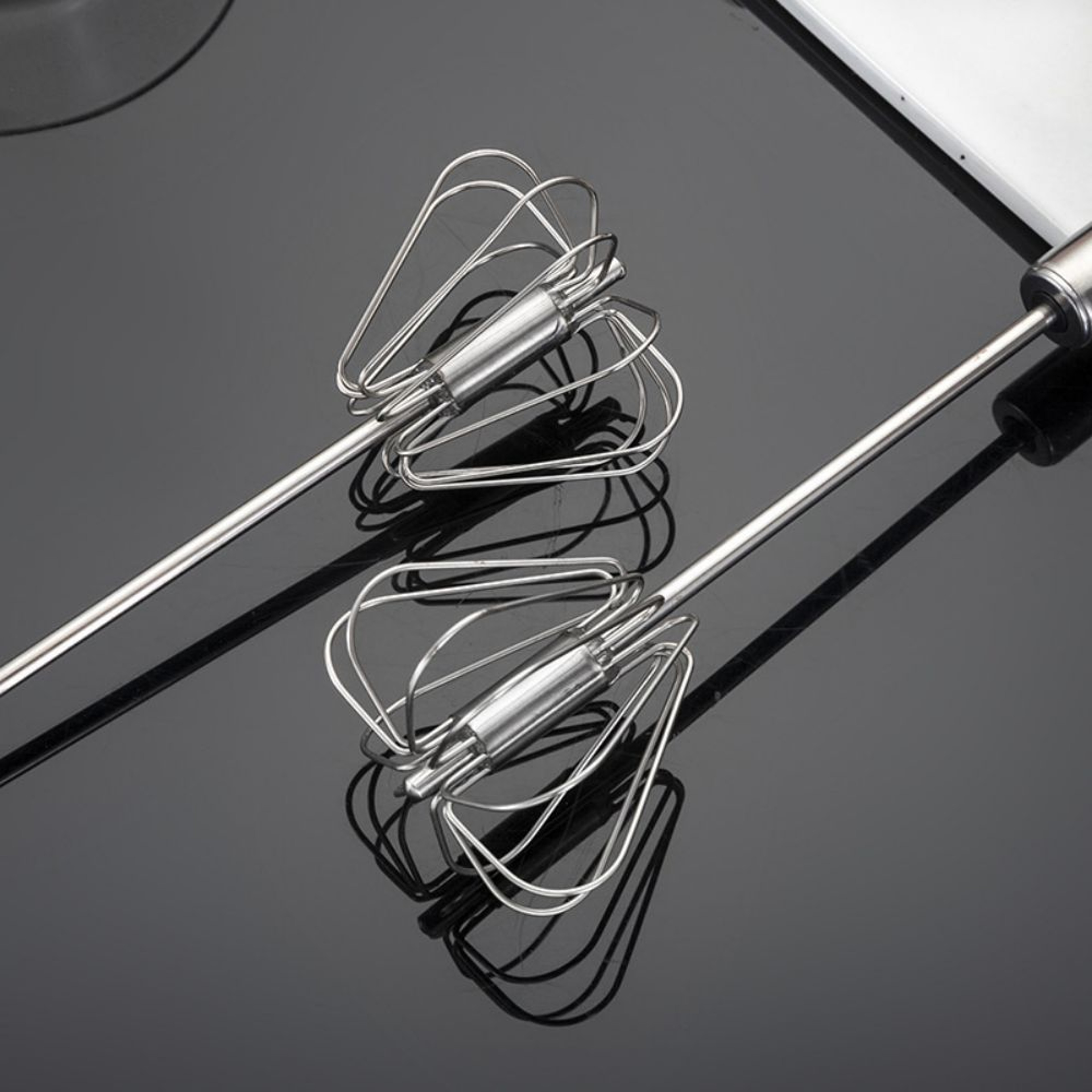 Stainless Steel Rotary Whisk – Semi-Automatic Manual Mixer for Cream, Eggs & Baking – view 2