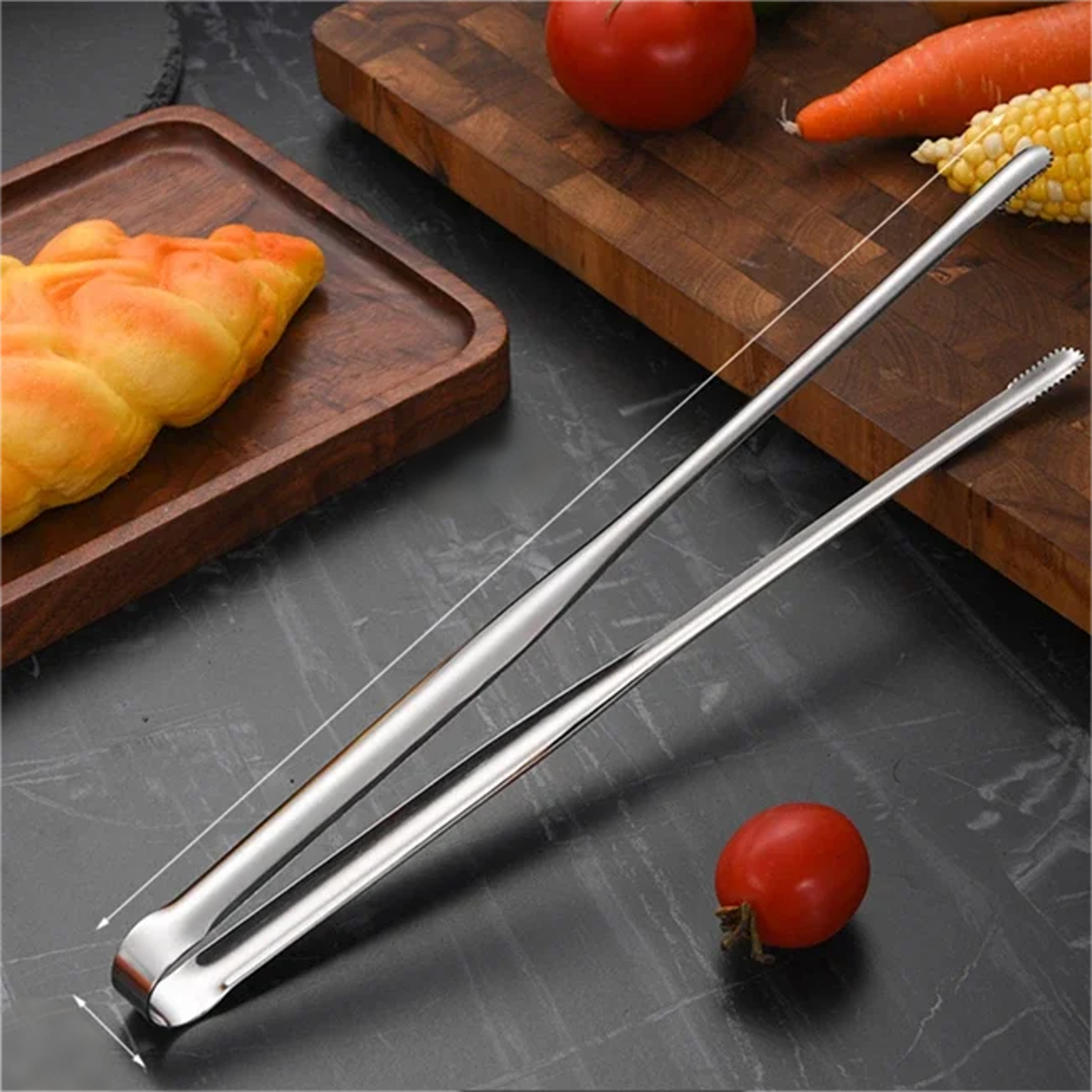 Premium Stainless Steel BBQ Tongs  NonSlip Food Clip For Cooking Grilling  Parties 5