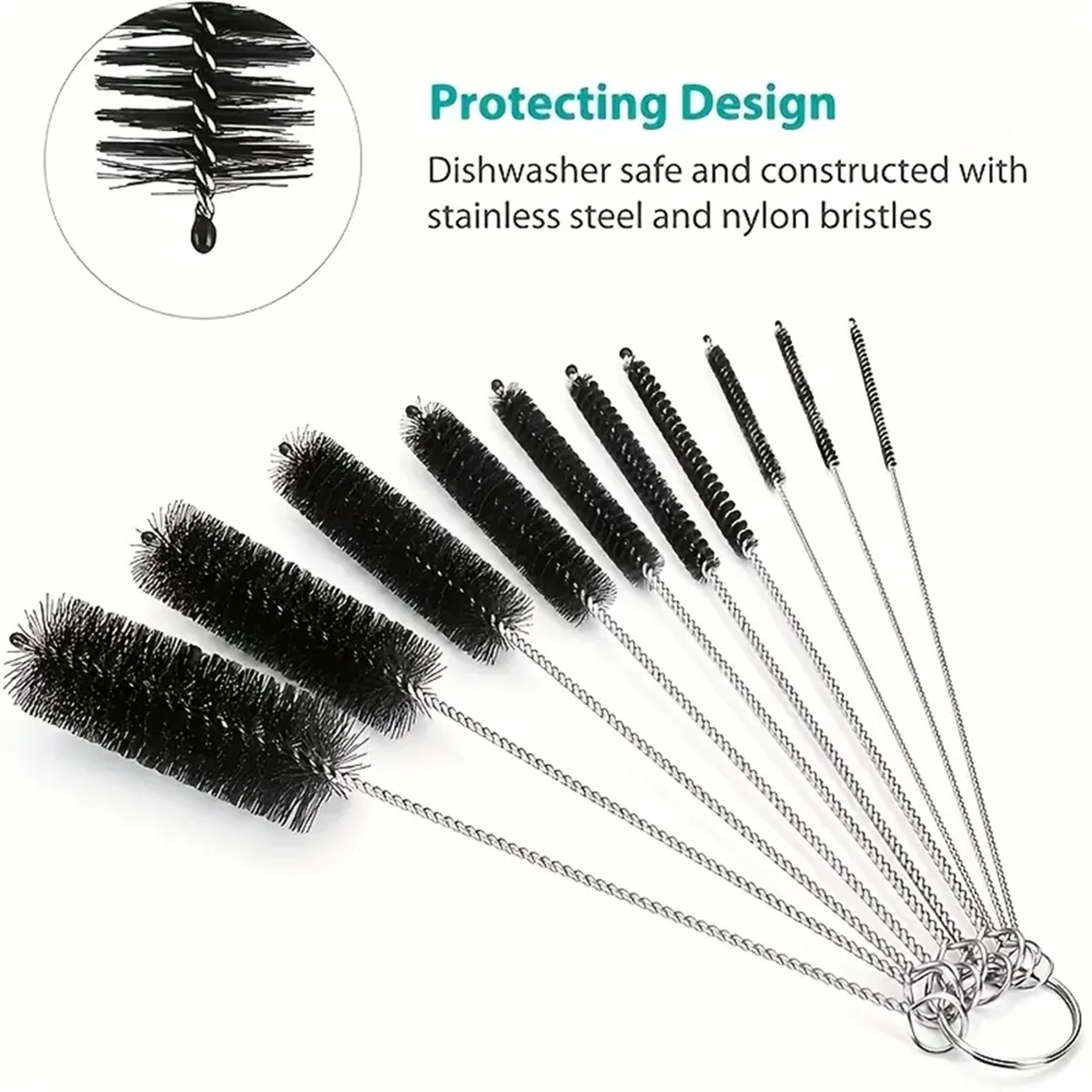 Reusable Bottle Cleaning Brushes, Piece Set  Eco-Friendly Straw Cleaning Brushes for Bottles – view 1