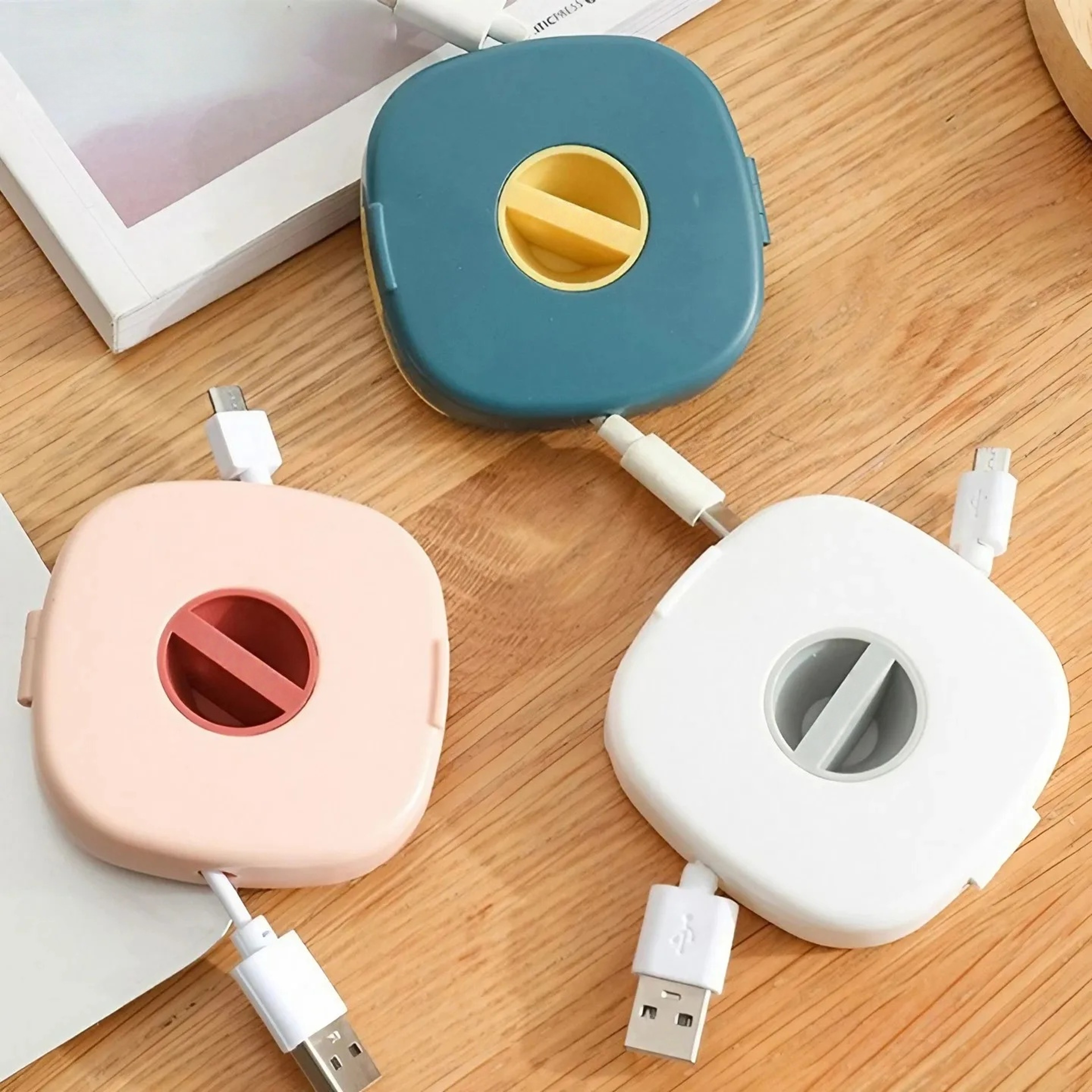 Portable Round USB Cable Winder – Compact Data Cable Organizer for Mobile Phone Charging Cables – view 1