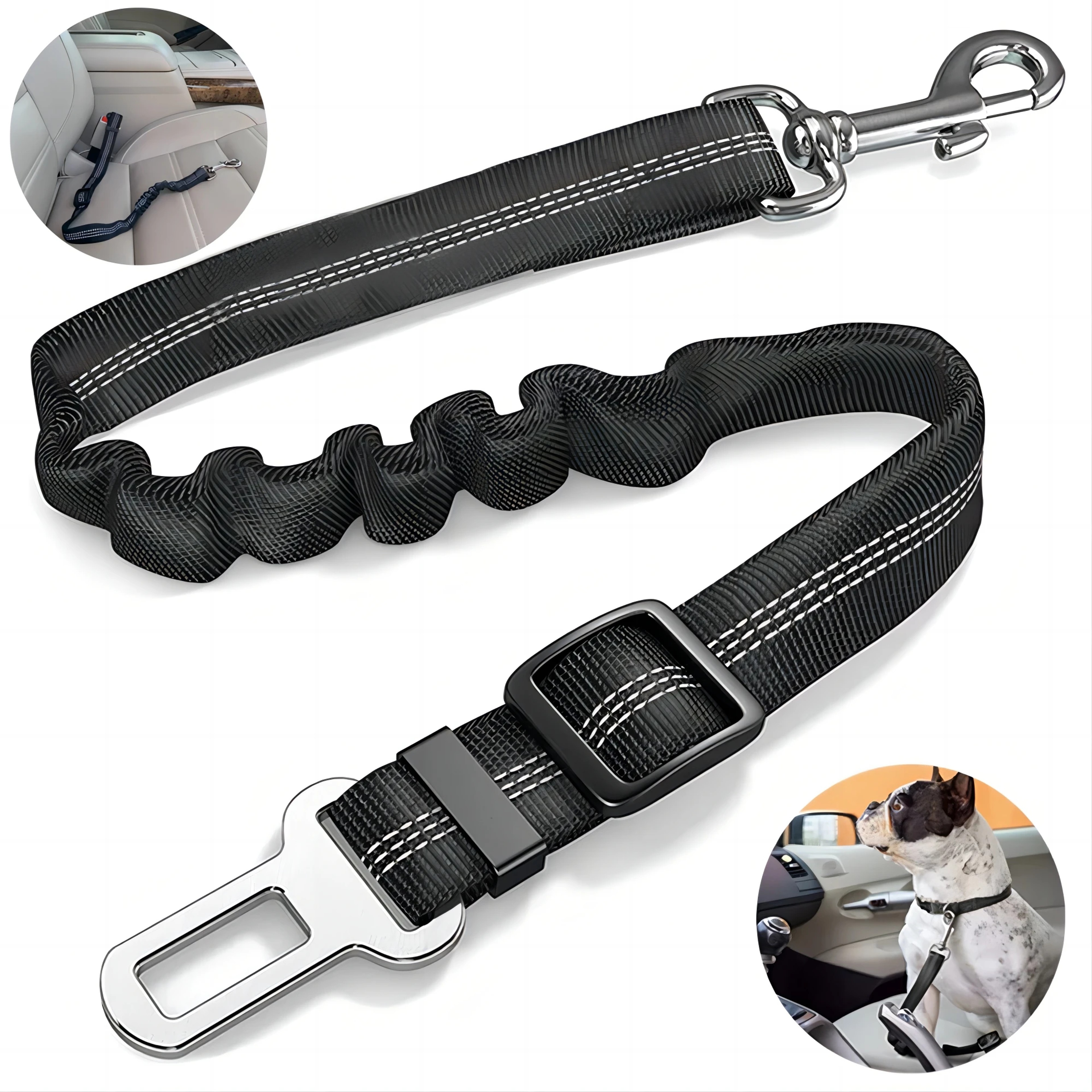 Elastic Nylon Dog Seat Belt For Small And Large Dogs  Adjustable Reflective Durable Travel Safety R 0
