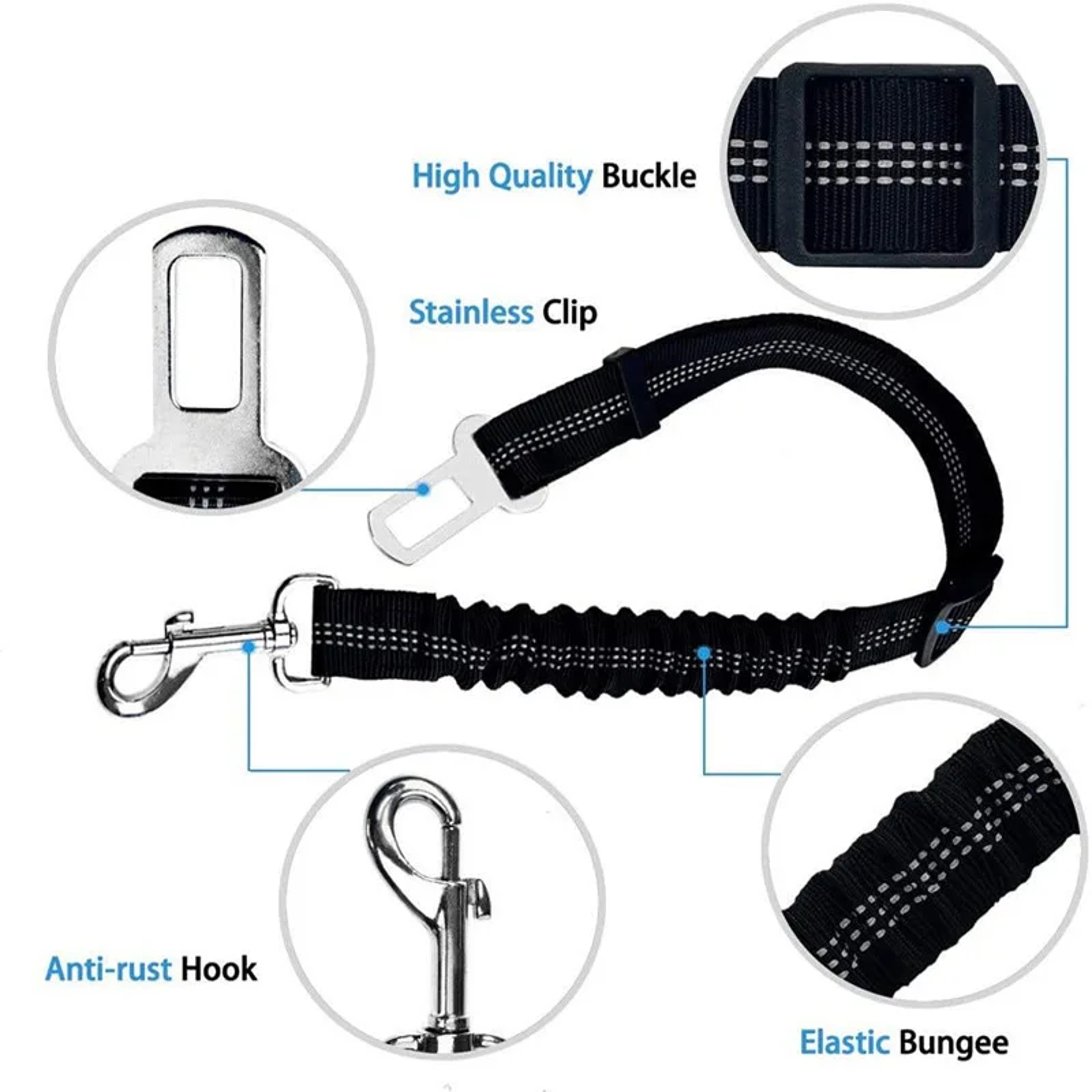 Elastic Nylon Dog Seat Belt For Small And Large Dogs  Adjustable Reflective Durable Travel Safety R 1