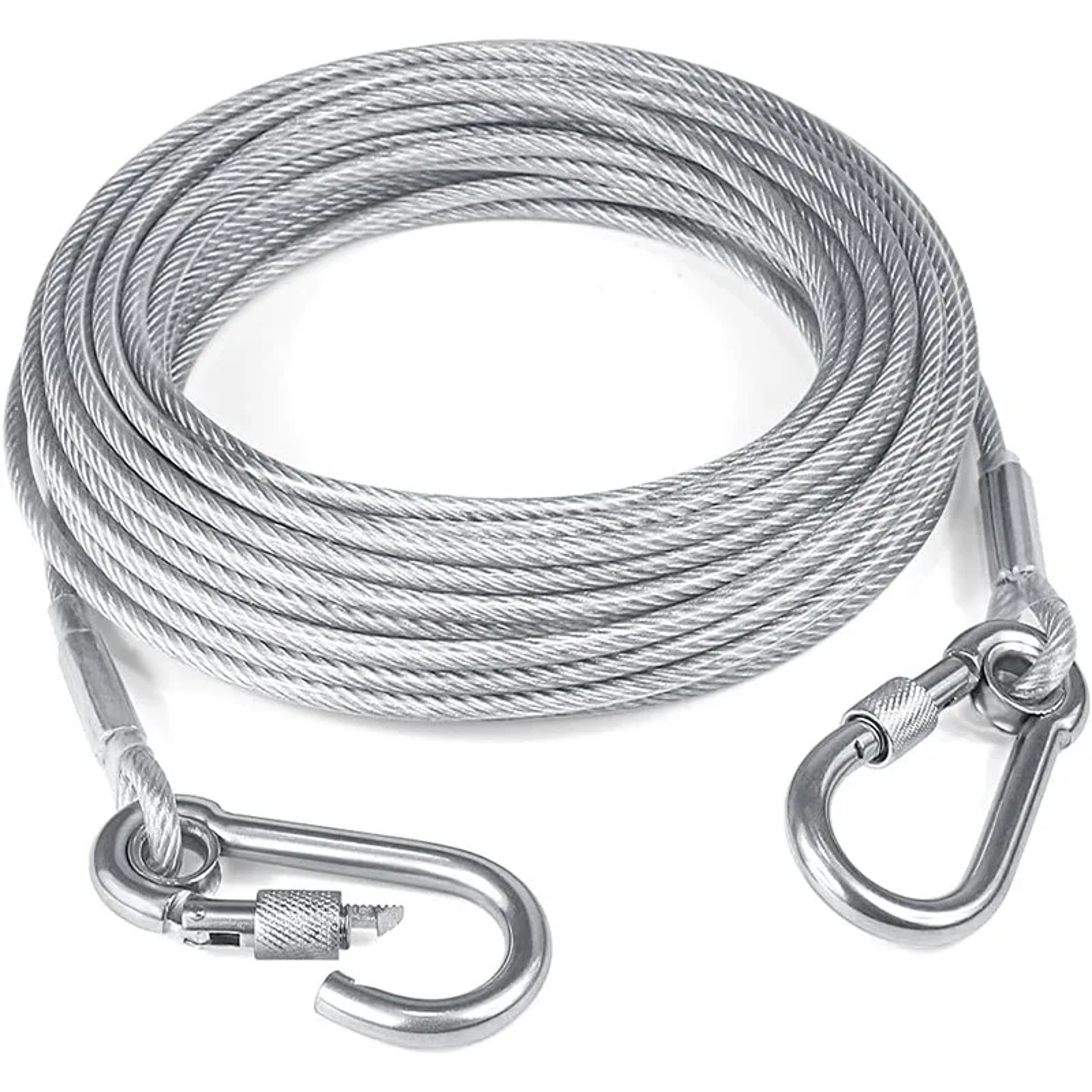 Double-Headed Dog Tie Out Cable Leash Heavy Duty Anti-Rust Steel Wire Training Collar for Outdoor Use – view 2