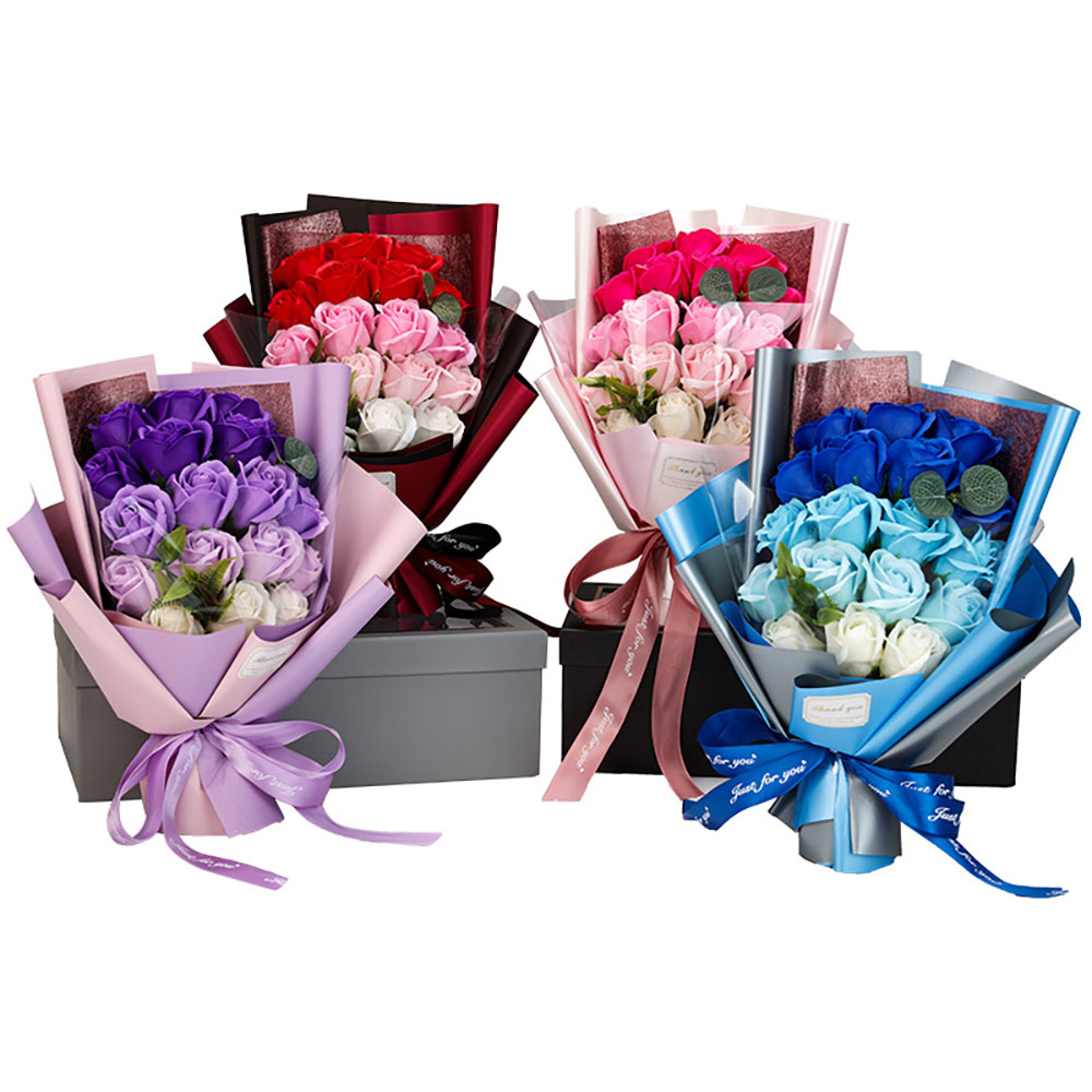 Rose Soap Flower Bouquet Gift Box  Artificial Soap Flowers For Valentines Day Weddings Birthdays  H 3