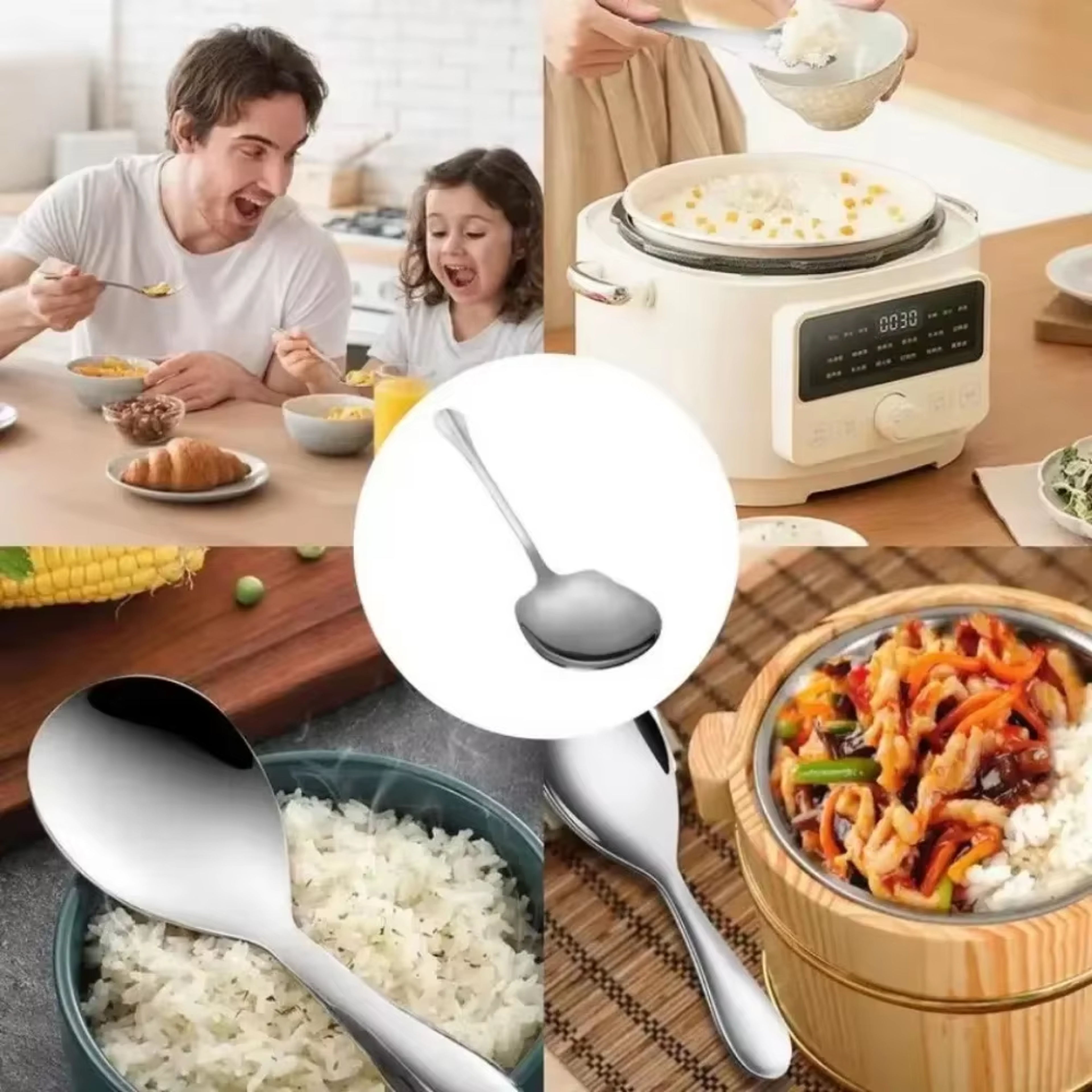 Ergonomic Stainless Steel Rice Spoon – Large Metal Serving Spoon for Salad, Pasta & Kitchen Use – view 6