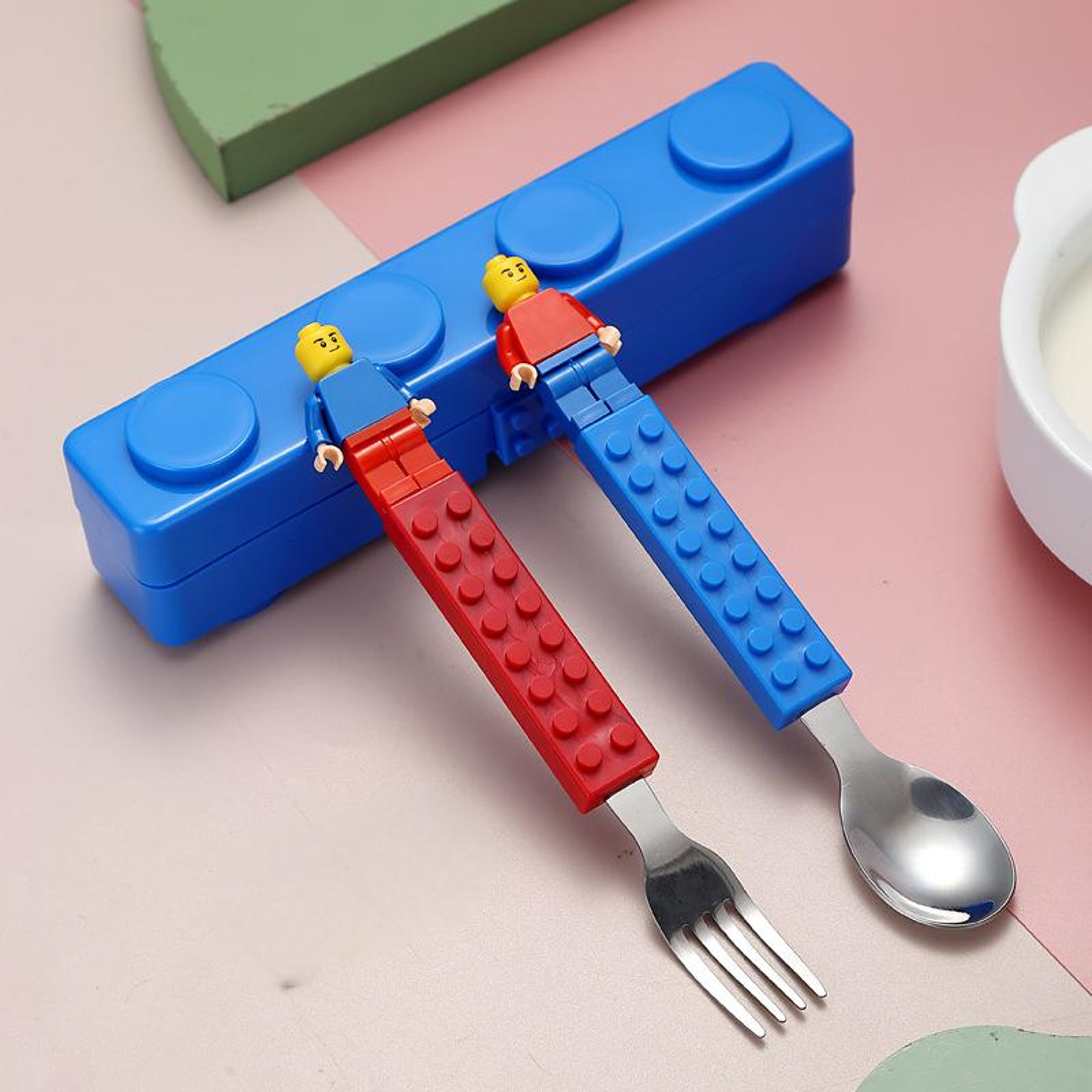 Portable Stainless Steel Kids Cutlery Set Fun Travel Fork and Spoon Blocks – view 7