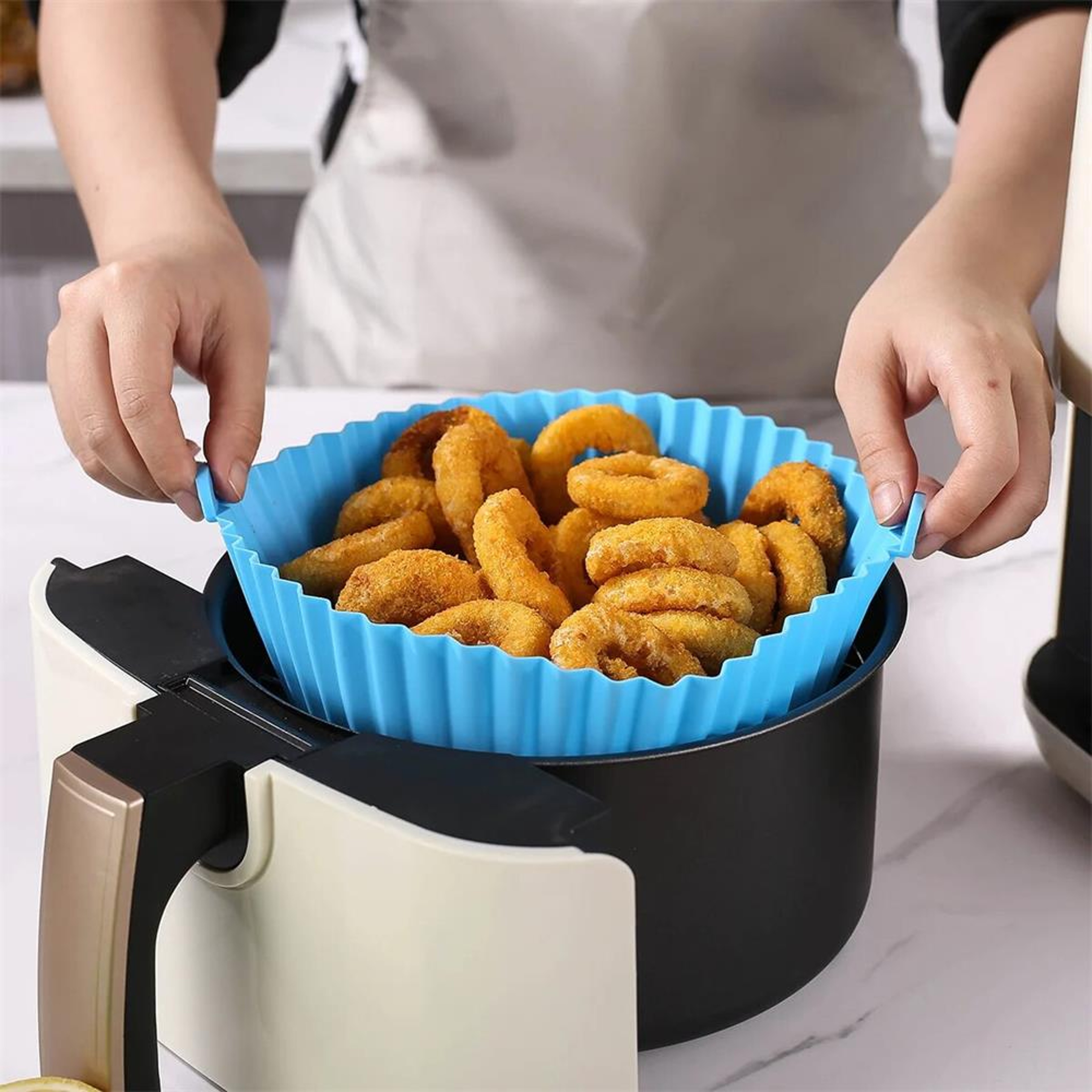 Silicone Air Fryer Baking Tray Mat HighTemperature Resistant Foldable  Food Grade With Double Ear H 2