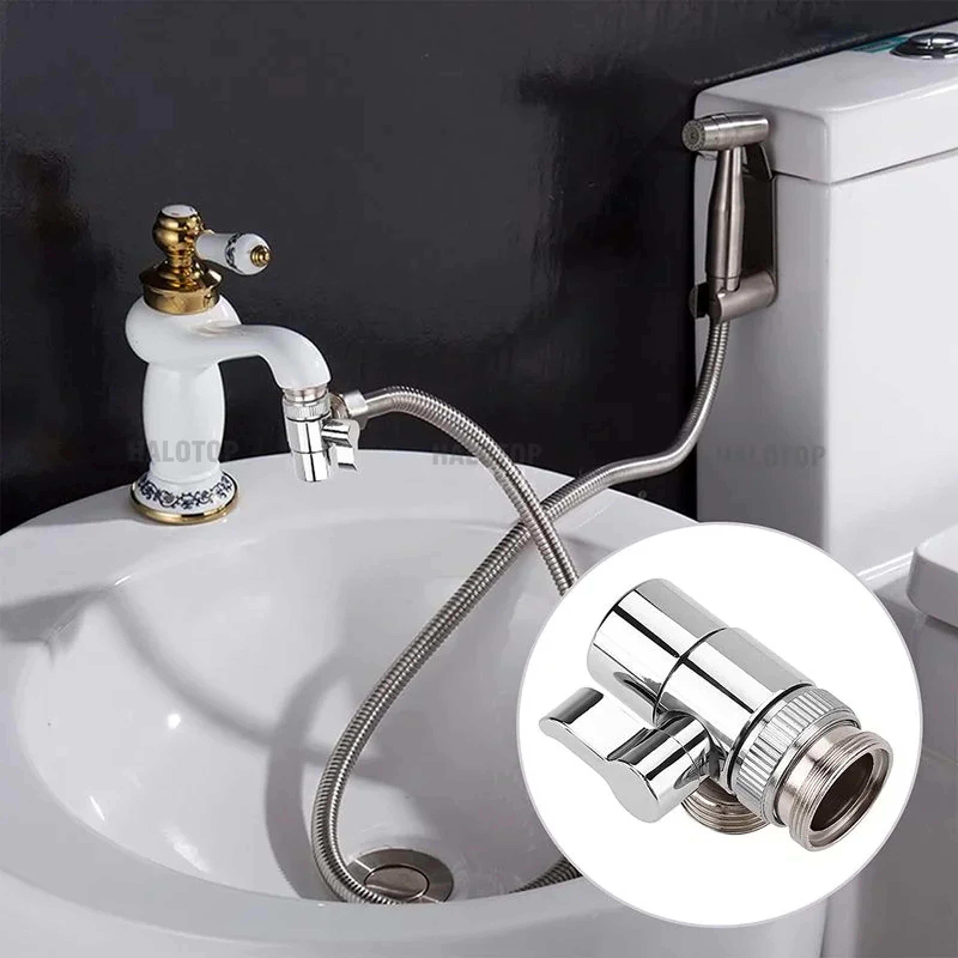 Faucet Adapter Diverter Valve – Kitchen Sink Splitter Water Tap Connector for Toilet Bidet and Shower – view 5