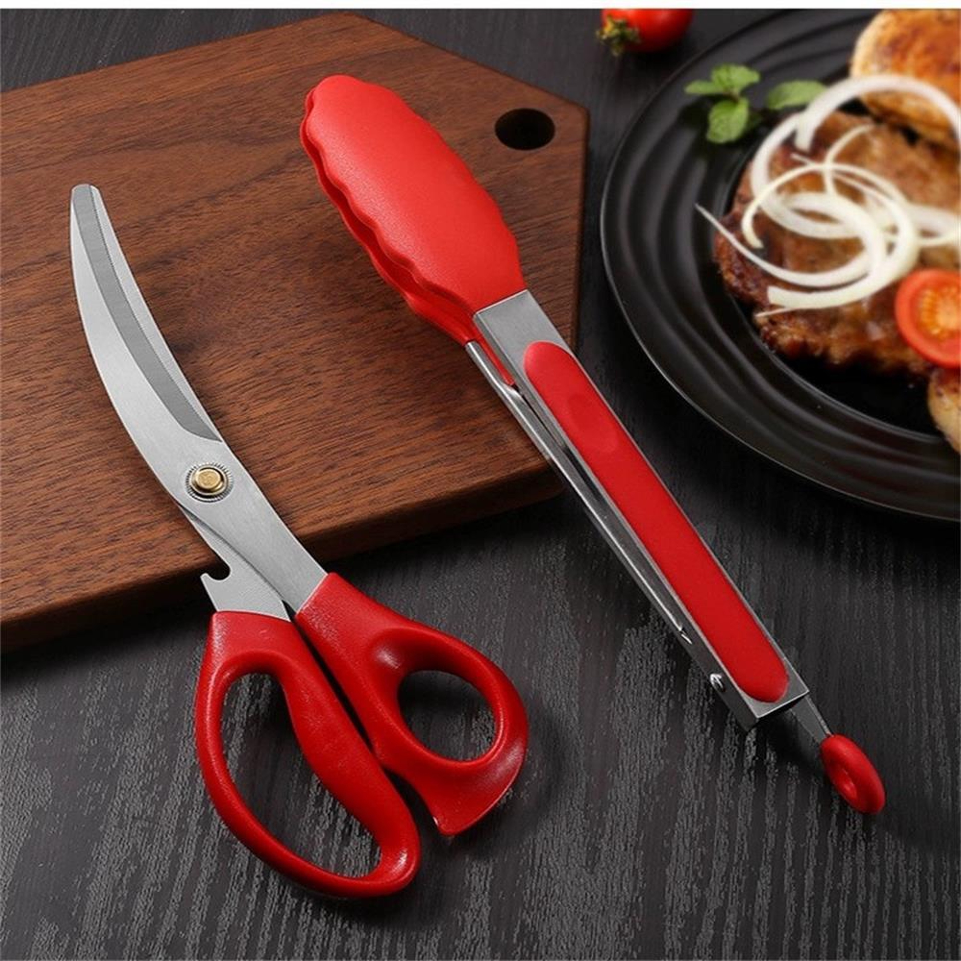 Stainless Steel Barbecue Scissors Clip Set – Silicone Food Clip & Scissors for Outdoor BBQ, Camping, and Korean BBQ – view 1