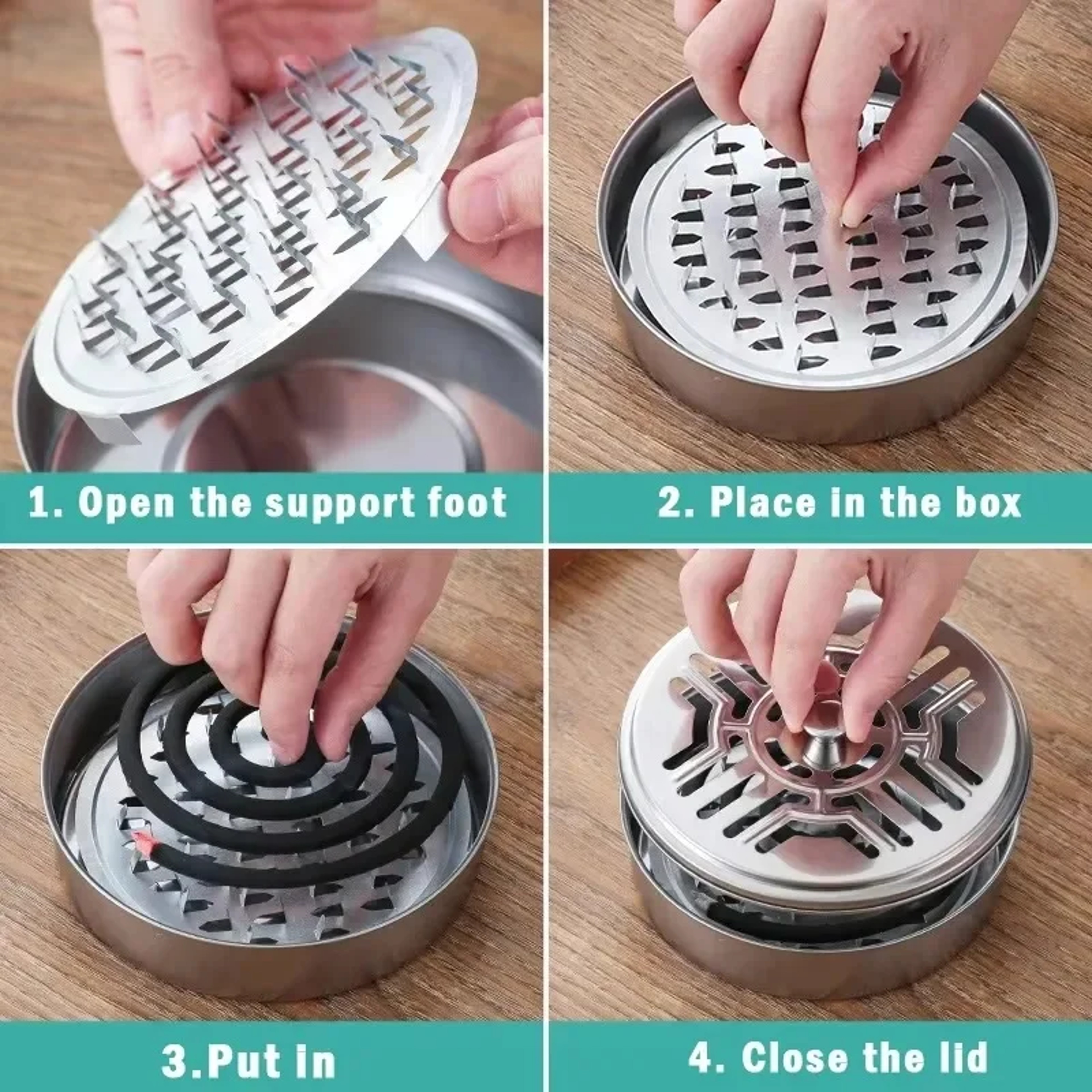 Fireproof Mosquito Coil Box with Round Lid, Serrated Outdoor Coil Holder, Iron Aromatherapy Tray for Summer Nights – view 4