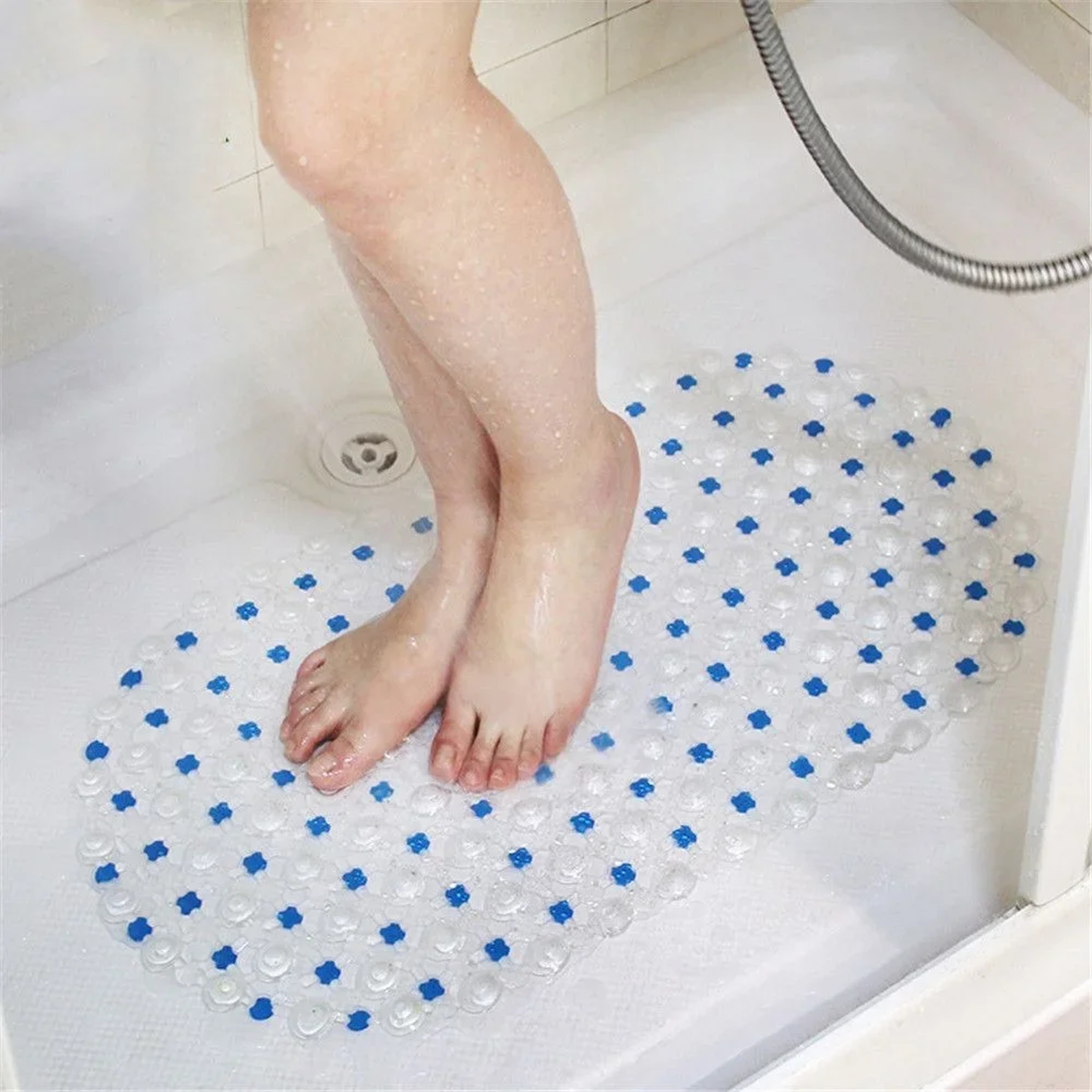 Soft PVC NonSlip Bath Mat With Suction Cups  AntiSkid Massage Shower Mat For Bathroom Safety 0