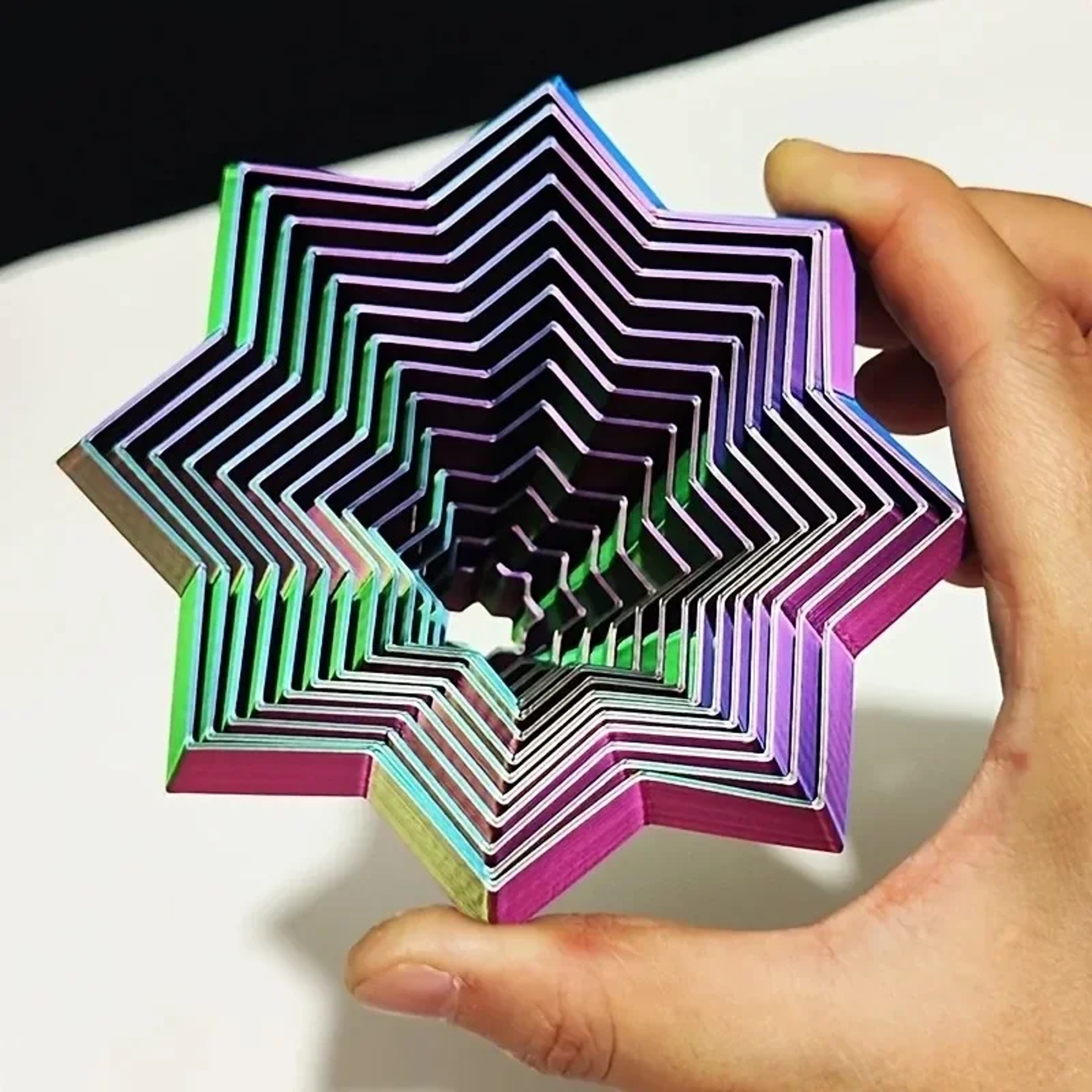 Printed Fractal Hexagon Toy  Mesmerizing Spiral Design PocketSized Stress Reliever Exquisite Decor  0