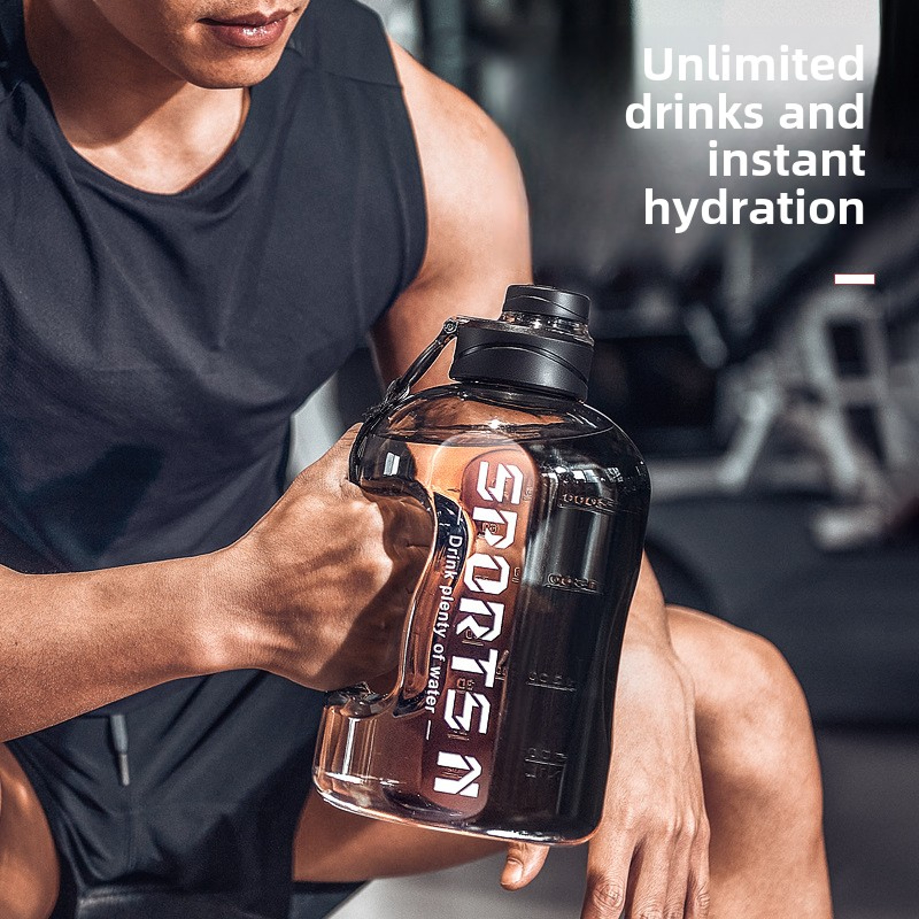 Large Capacity Water Bottle  Sports Gym Kettle For Travel  Camping  Portable BPAFree Plastic Space  0