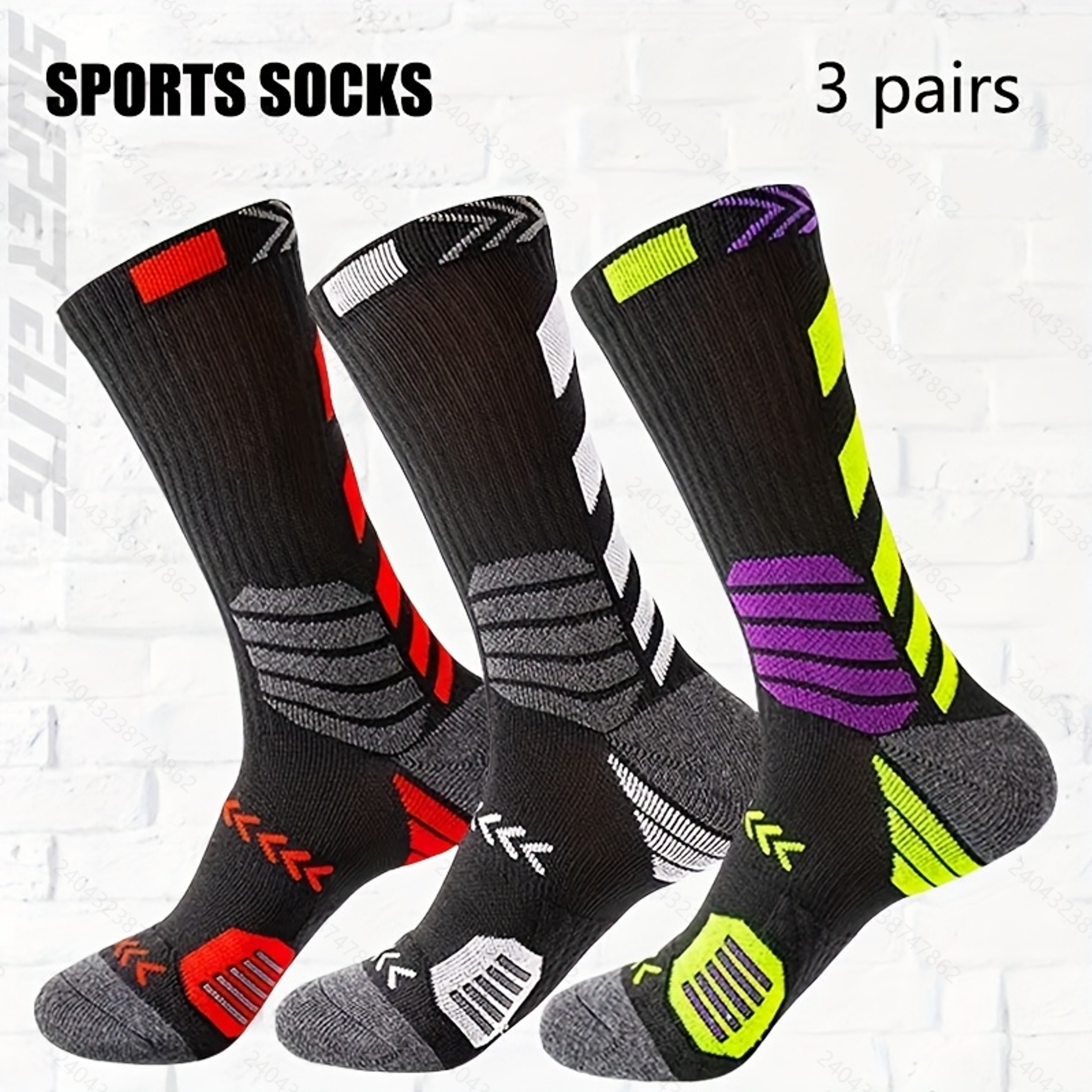 Pairs of Athletic Compression Socks – Breathable Running, Basketball, Cycling Socks for Sweat Absorption and Support – view 1