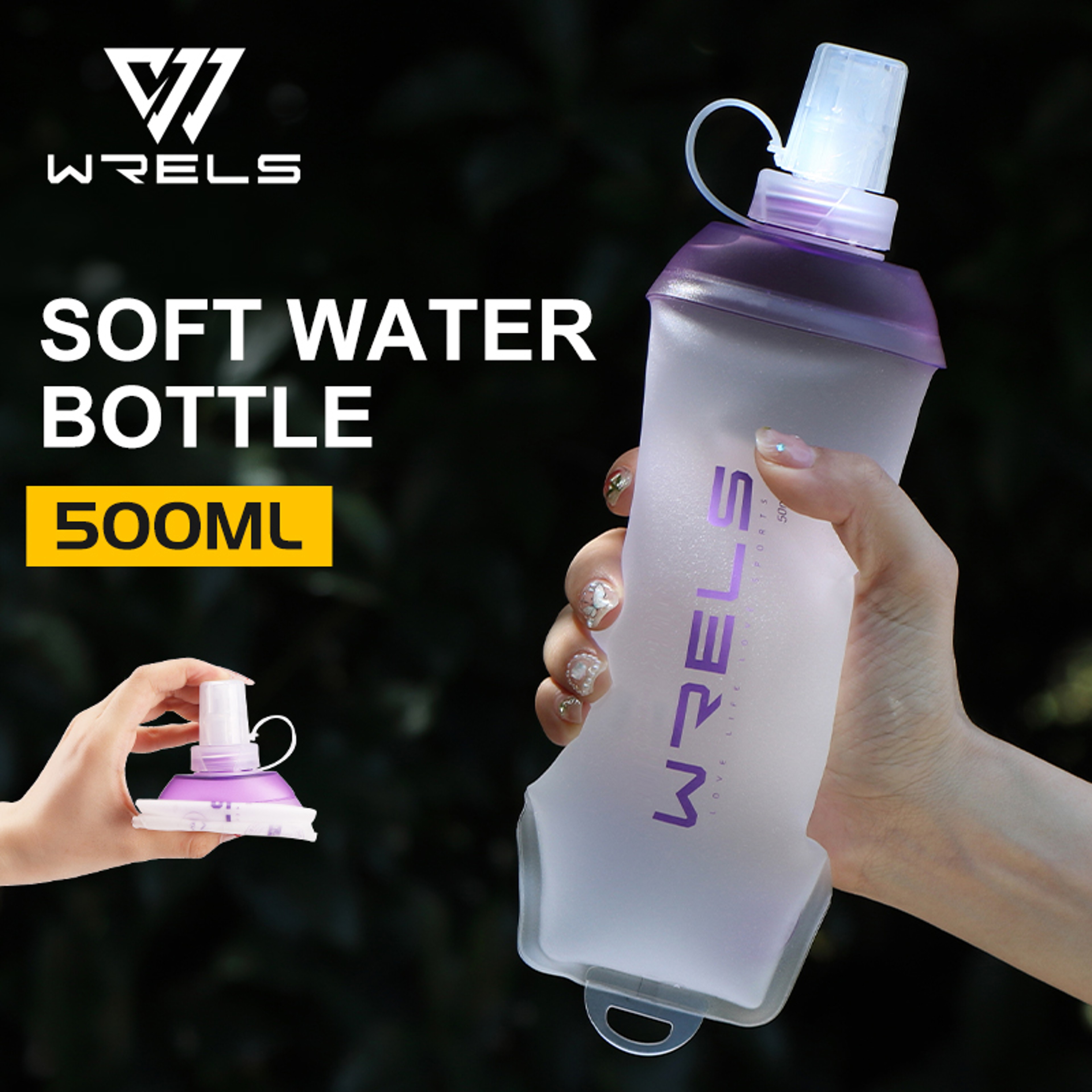 WRELS Soft Folding Outdoor Sport Water Bottle | BPA-Free TPU Flask for Running, Cycling, Camping – view 12