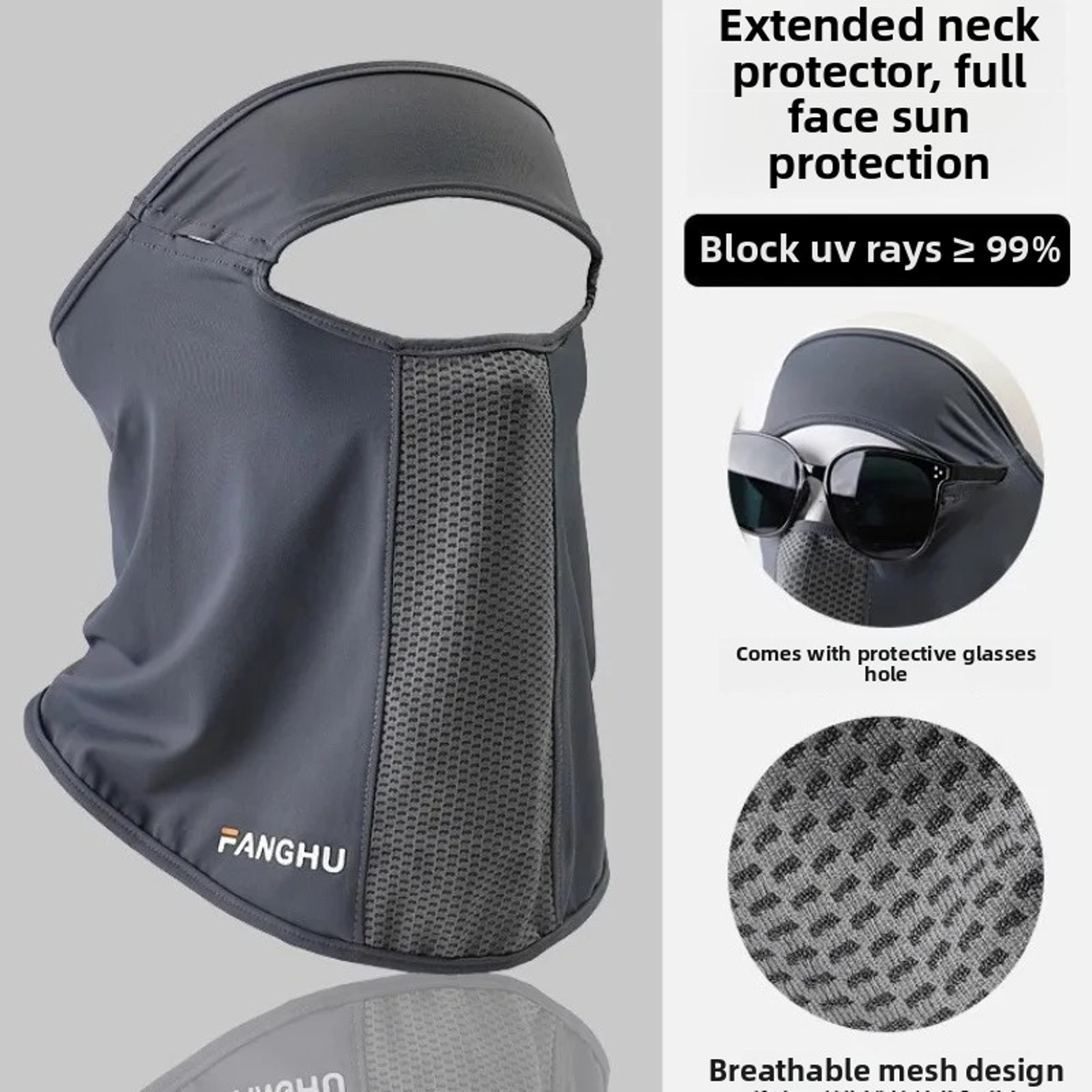 AntiUV Ice Silk Sunscreen Mask With Eyeglass Hole For Sports  Outdoor Protection 0