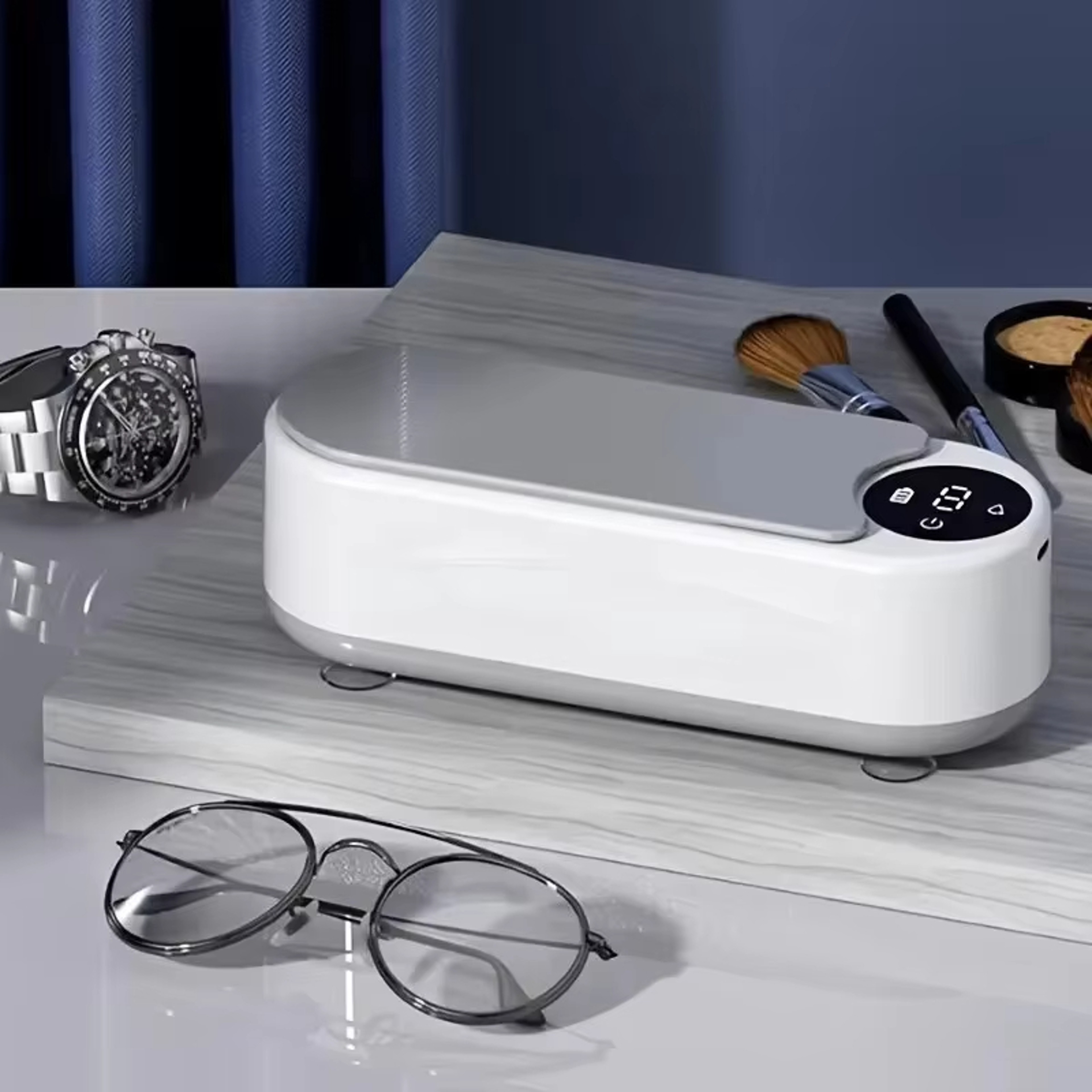 Portable Ultrasonic Eyeglass & Jewelry Cleaner - Full Automatic Cleaning Machine for Contact Lenses, Mouthpieces, & More – view 1