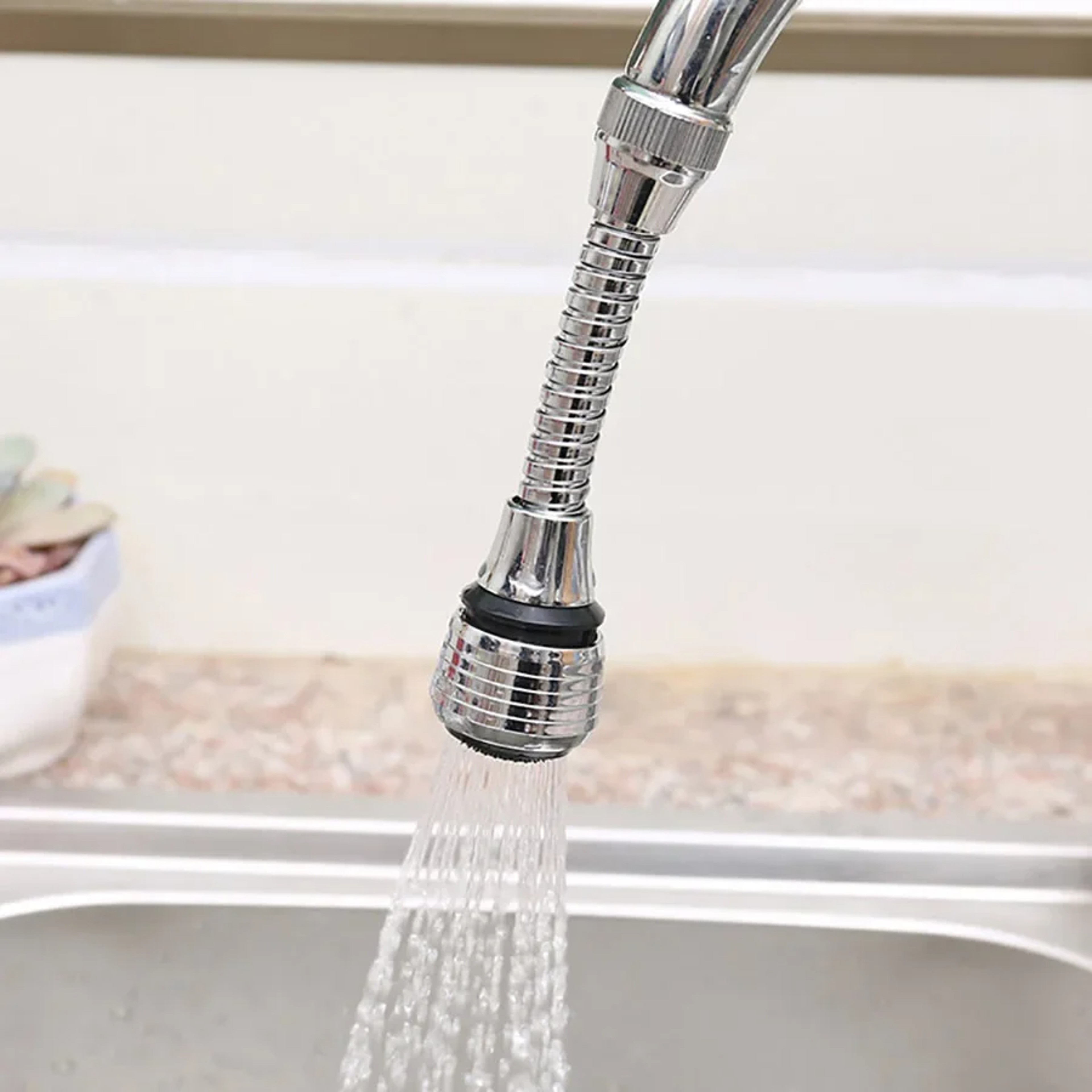 Stainless Steel Faucet Sprinkler Extender – Water-Saving Rotating Spray for Kitchen Faucets – view 3