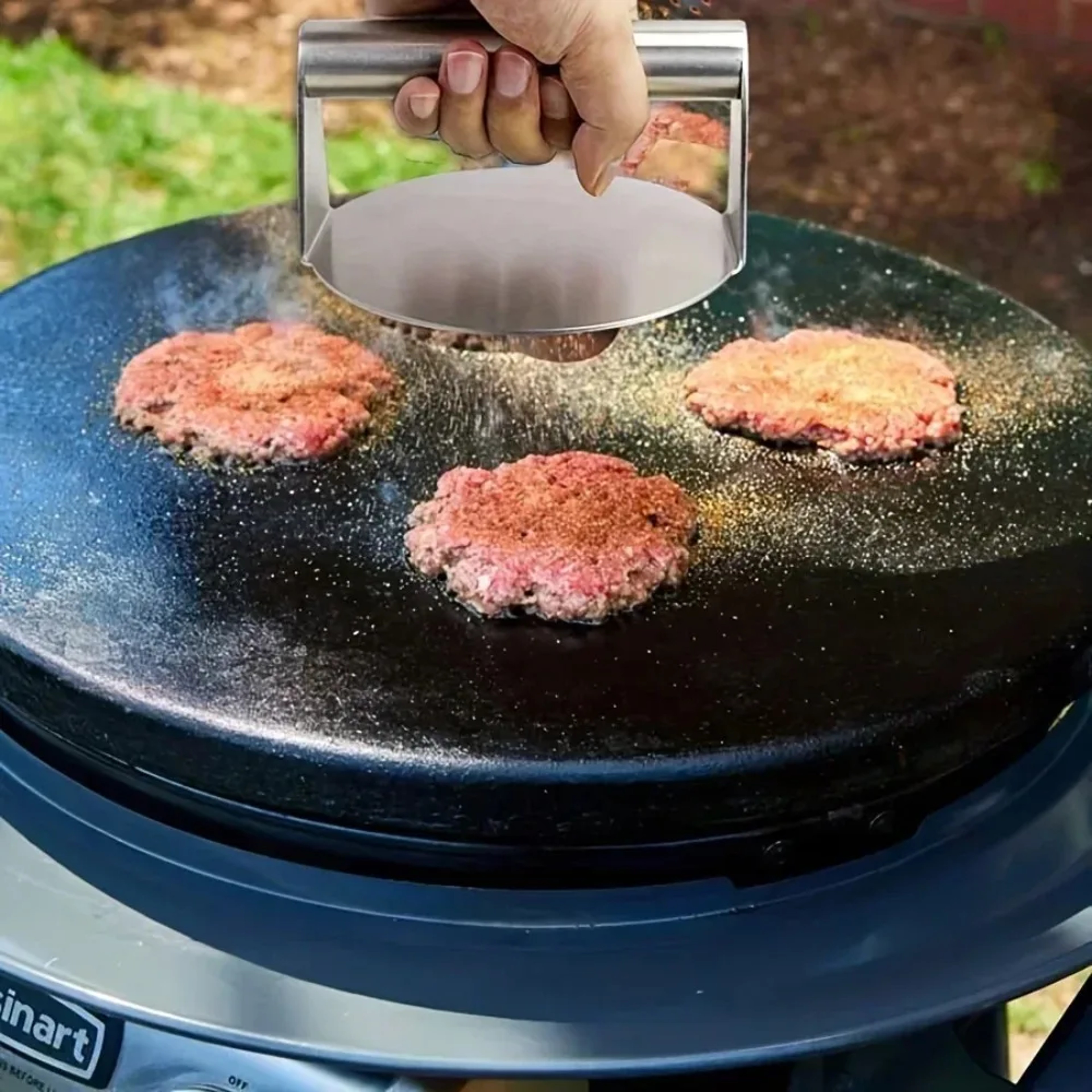 New Stainless Steel Smash Burger Press | Heavy Duty Patty Maker for BBQ & Grilling (Non-Stick) – view 3
