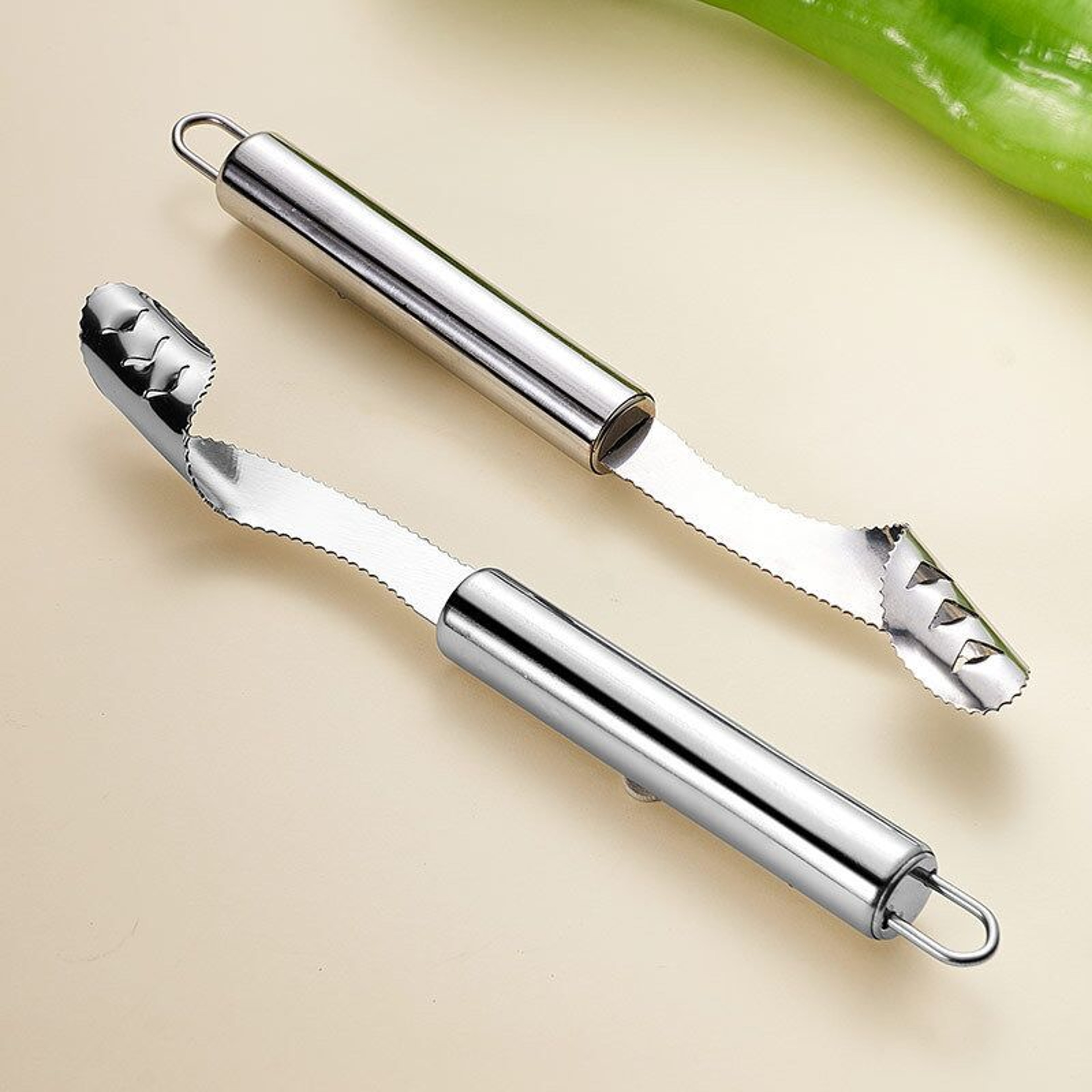 Stainless Steel Chili & Pepper Corer Tool – Perfect Seed Remover for Bitter Gourd and Green Peppers – view 3