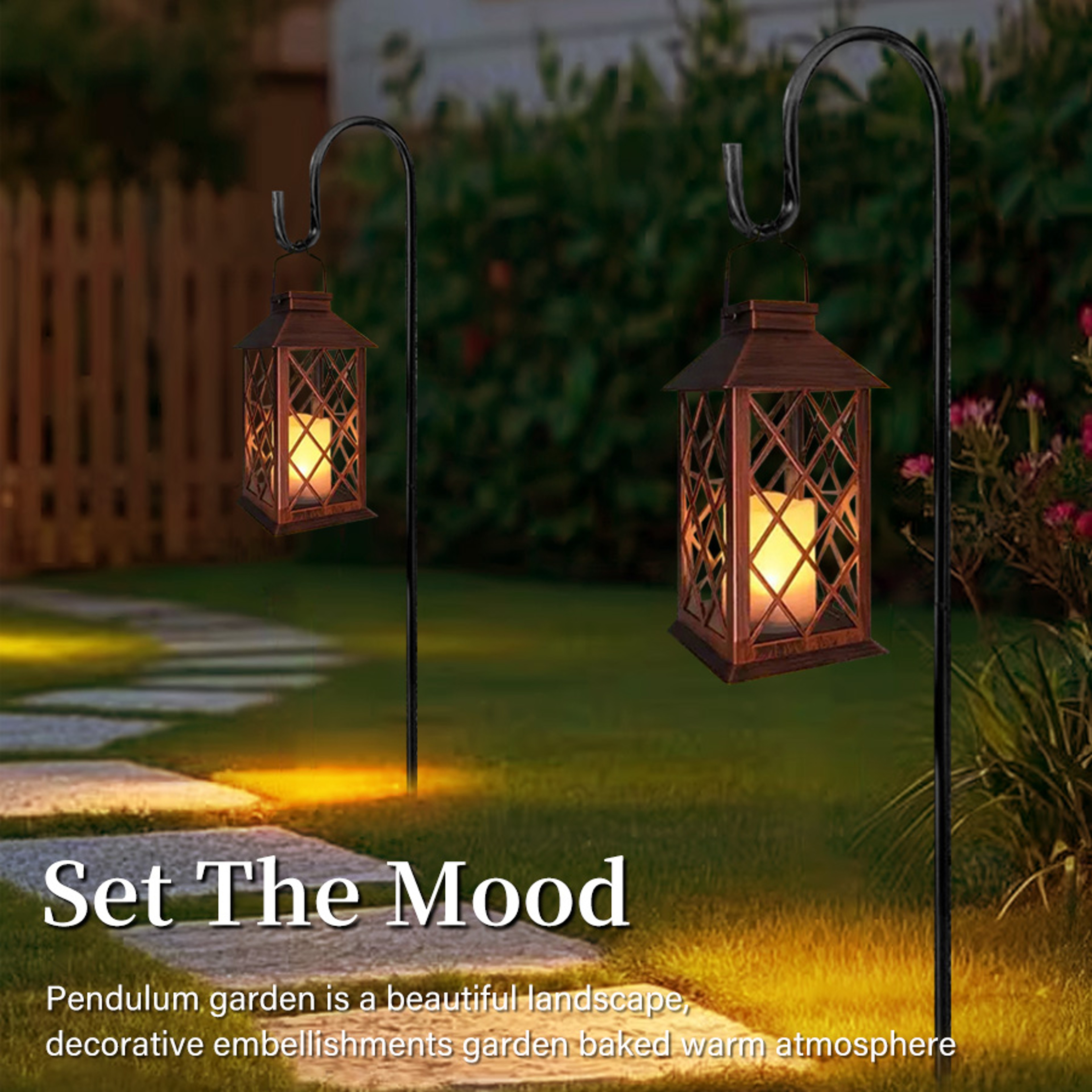 Solar Lantern Candle Light  Outdoor Hanging Garden Decor Waterproof Solar Lights For Lawn  Landscap 4