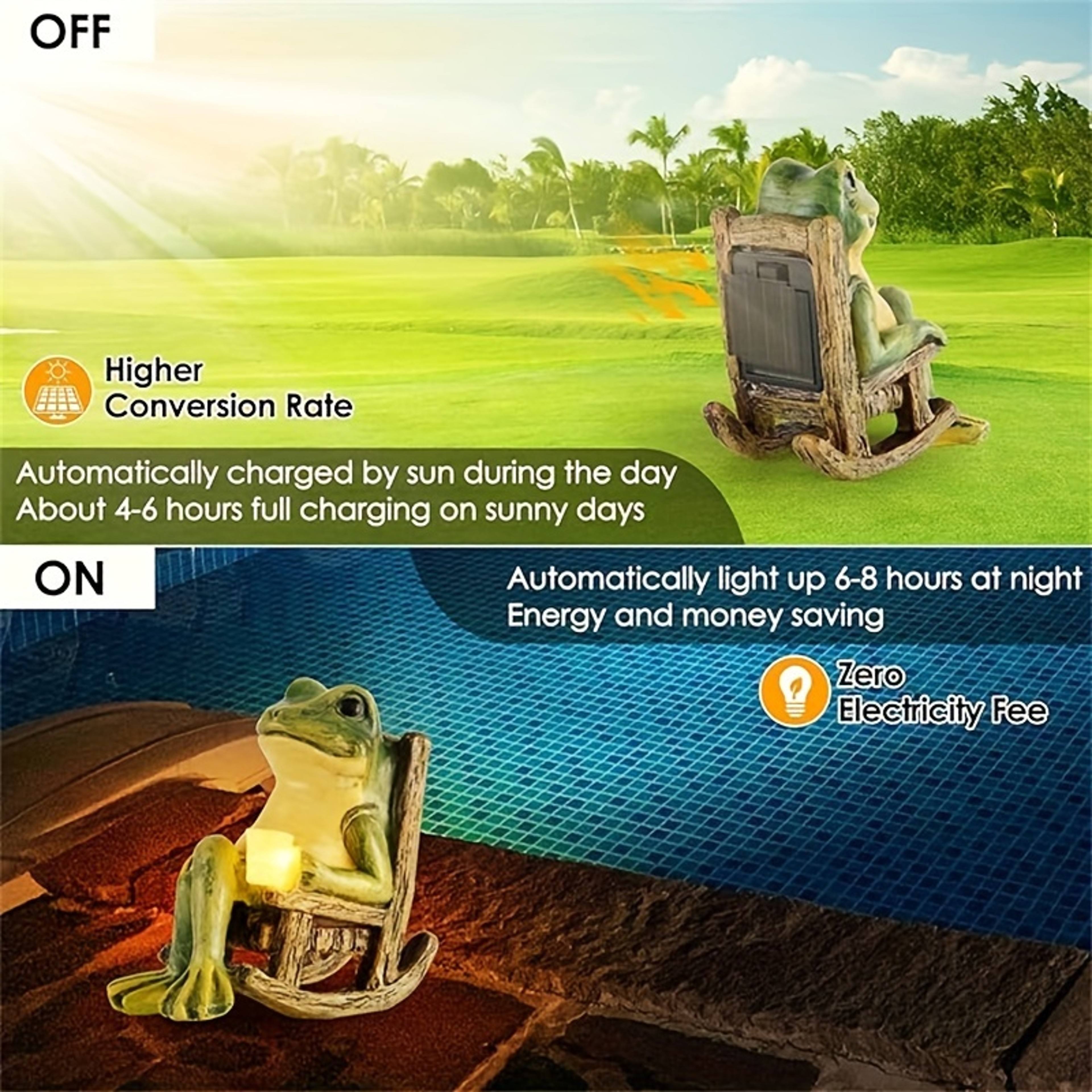 Solar Powered Frog Garden Statue – Perfect for Indoor and Outdoor Decor, Ideal Gift for Halloween and Christmas – view 4