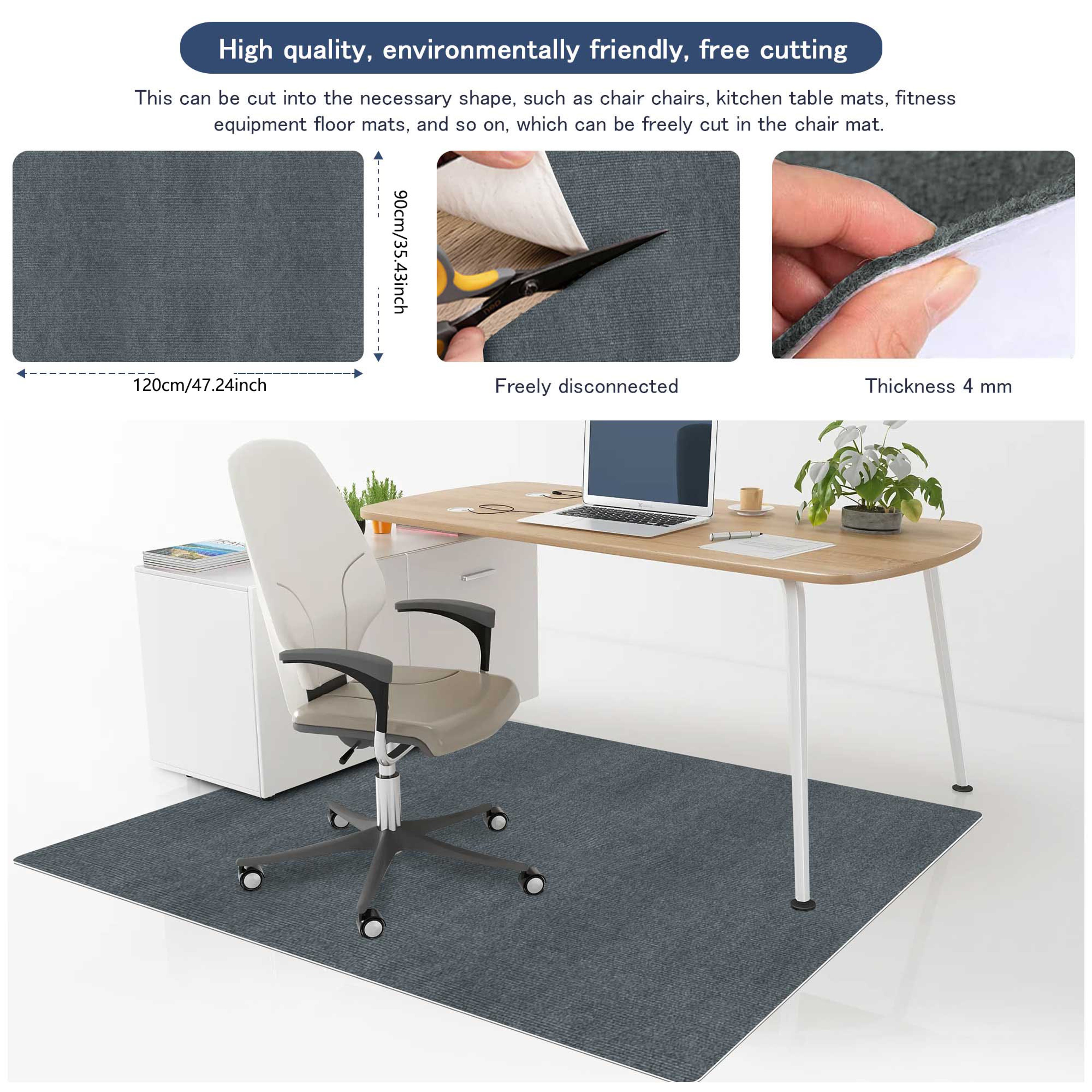 Keilymat 90x120cm Chair Mat for Hardwood Floors, Office Rolling Chairs, and Gaming Desks – Transparent Acrylic Mat – view 2