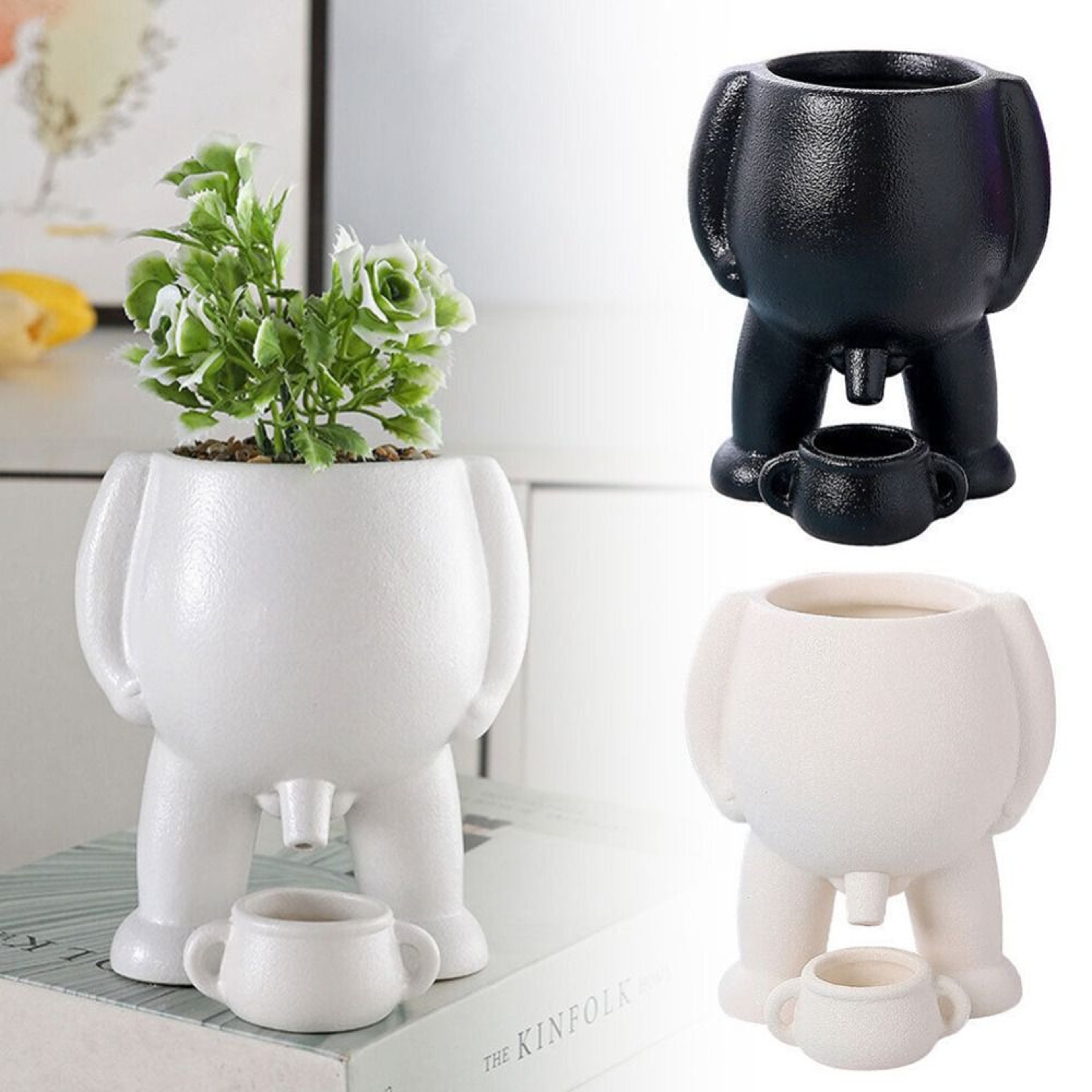 Creative Funny Resin Flowerpot with Drainage Holes - Piss Pot Shape for Home & Office Decor – view 2