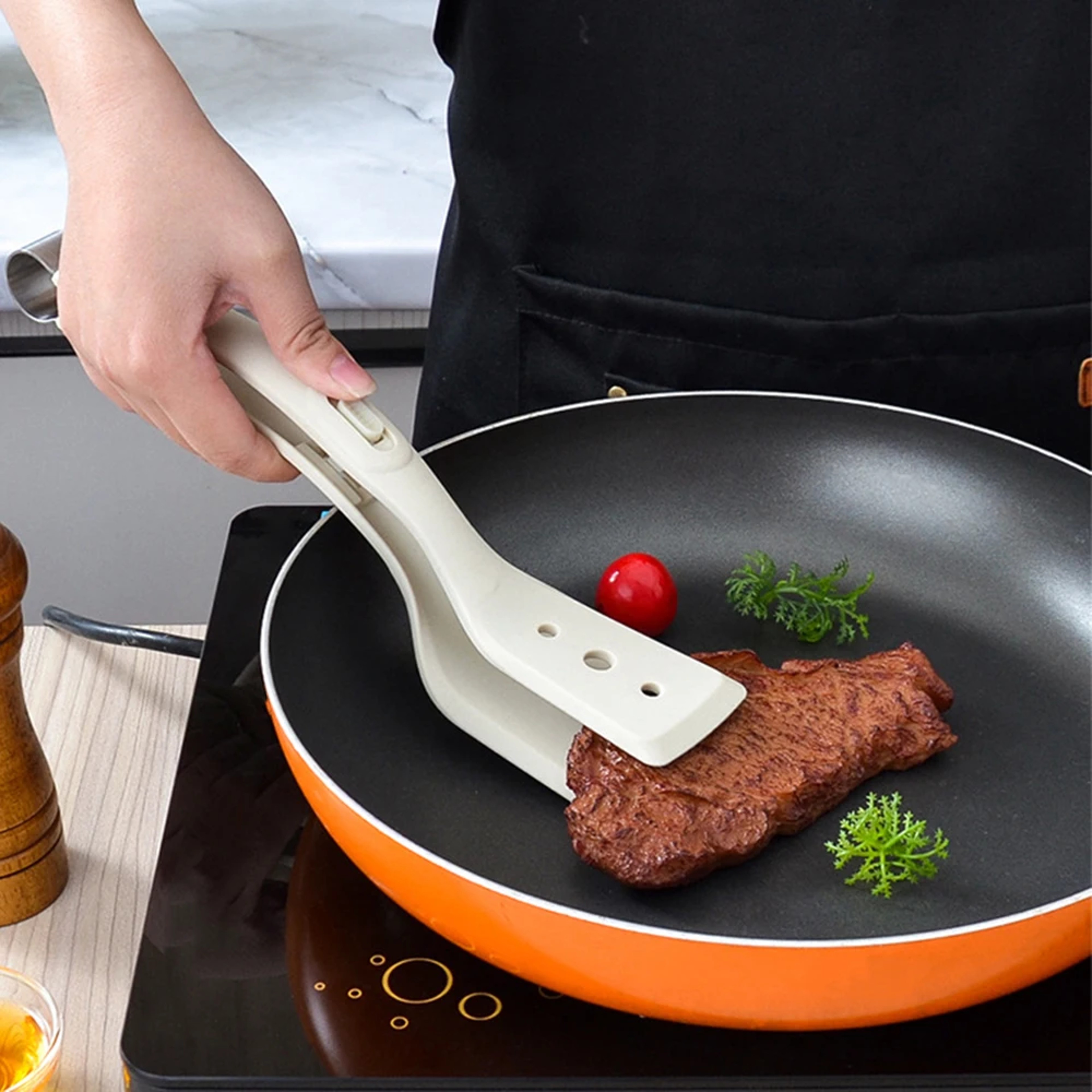 Silicone Egg Flipper Spatula Tongs  NonStick Cooking Tool For Eggs Fish And French Toast 3