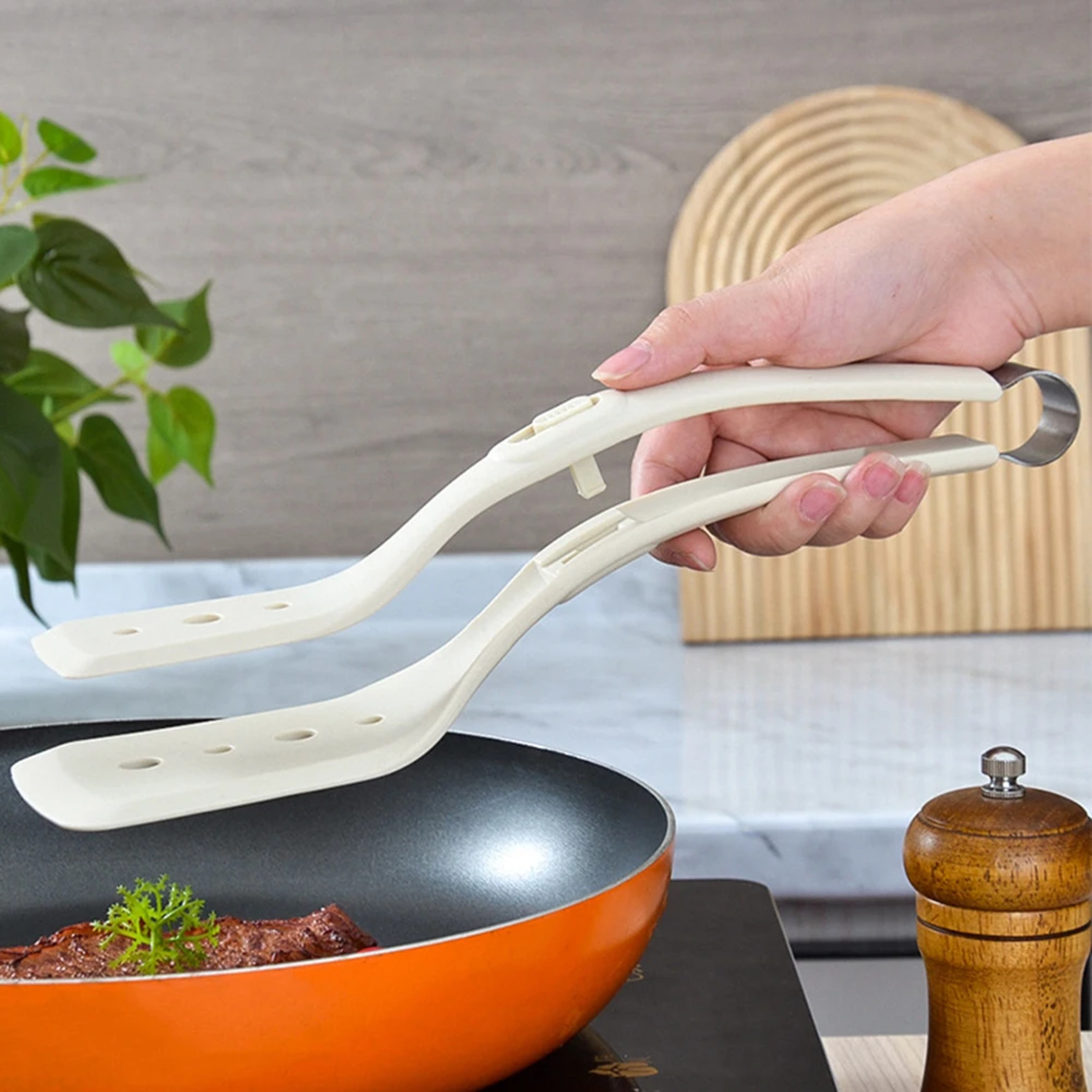 Silicone Egg Flipper Spatula Tongs  NonStick Cooking Tool For Eggs Fish And French Toast 5