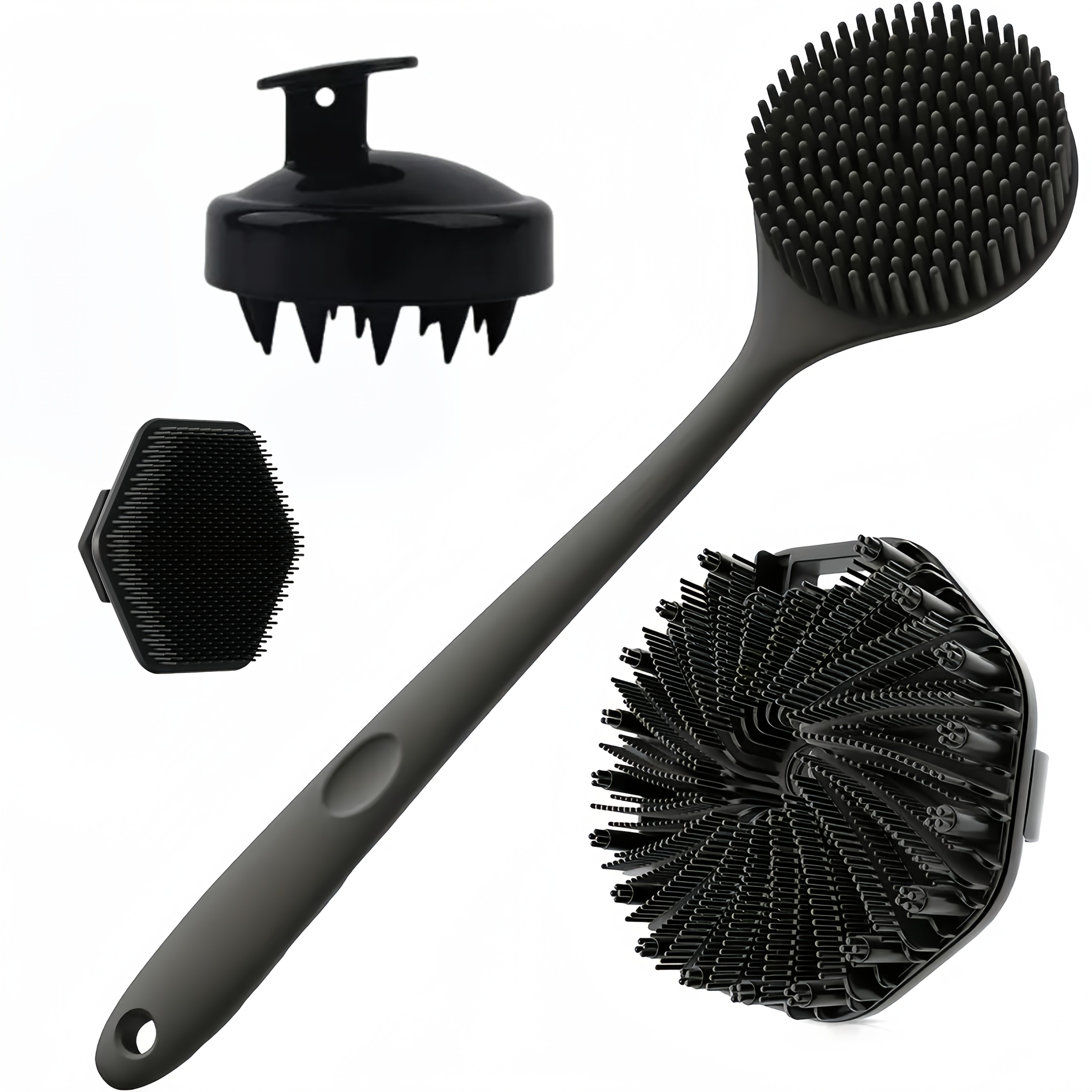 Silicone Bath Brush Set – Long Handle, Exfoliating Massage Brushes for Body, Back, and Face – view 7