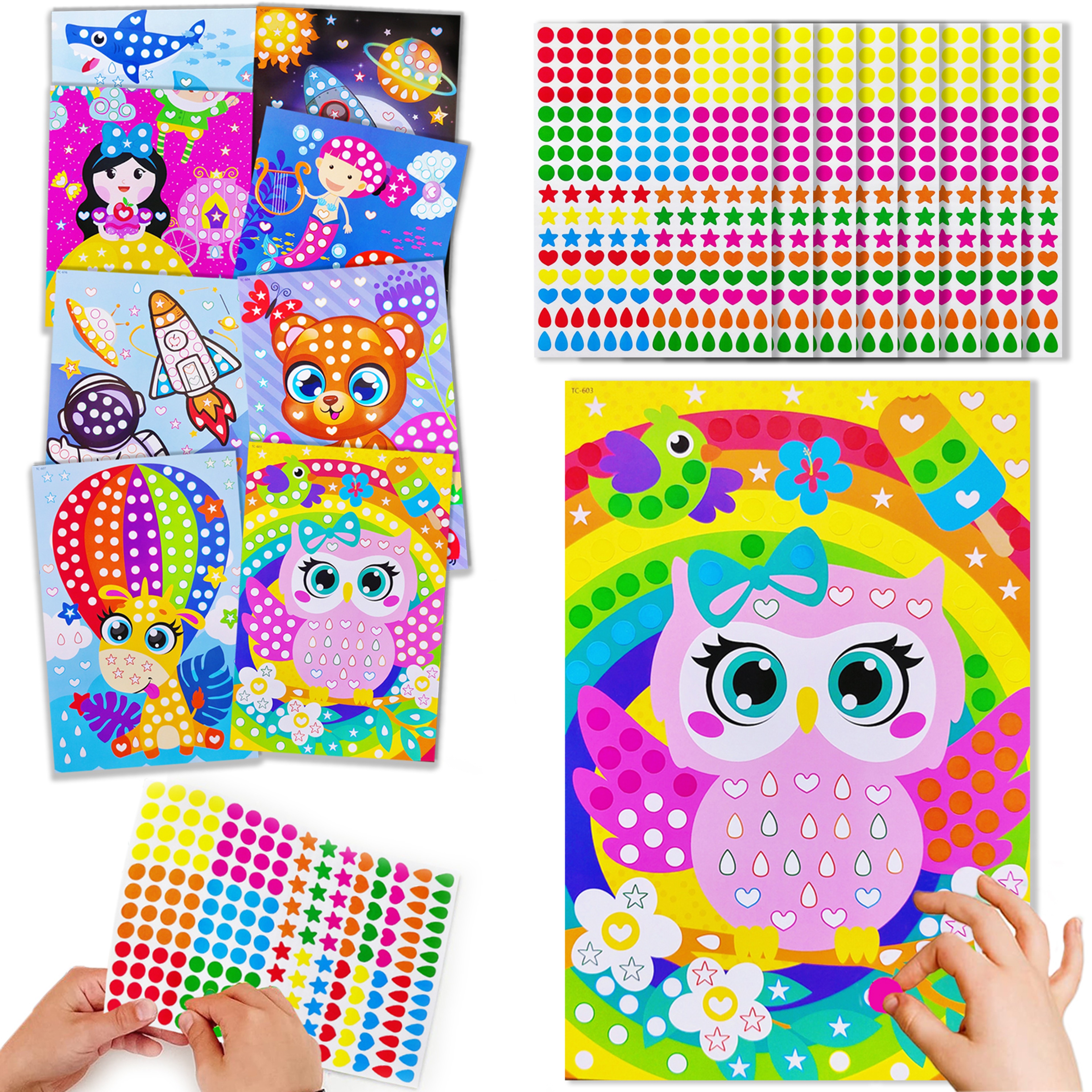 Children Dot Coloring Book  DIY Color Dot Cartoon Animal Drawing Mosaic Puzzle Stickers  Creative E 0