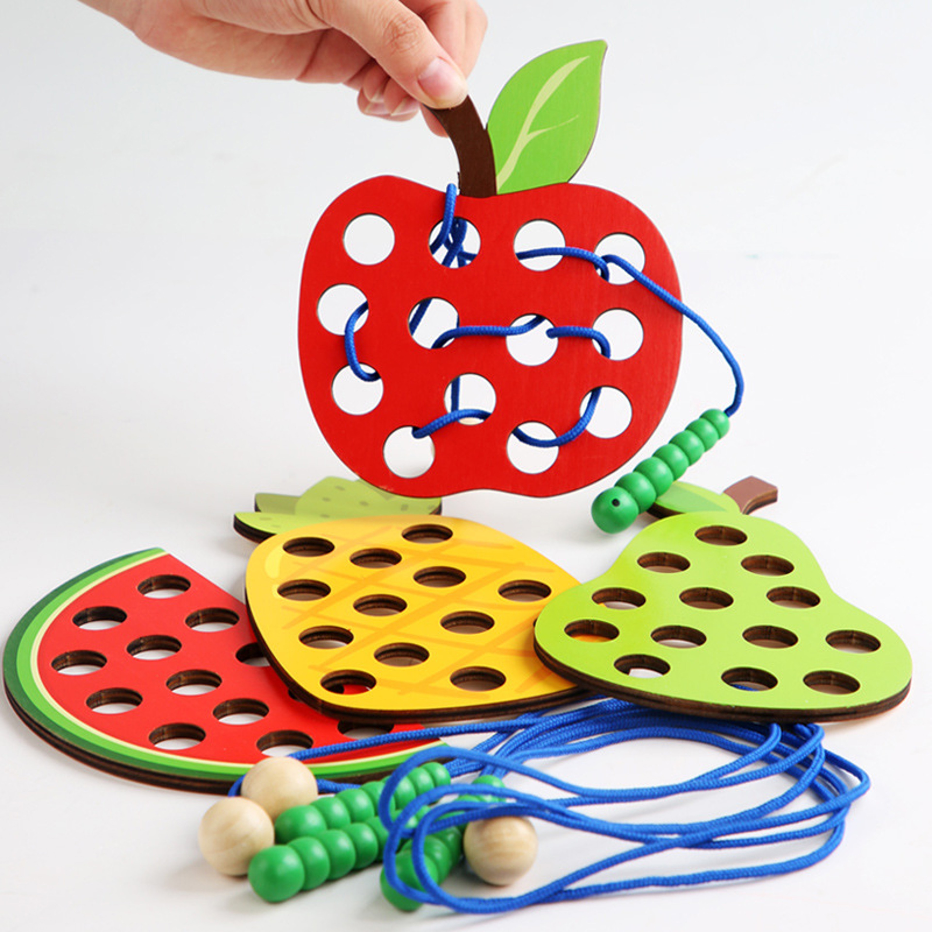 Wooden Lacing Toy For Toddlers  Educational Fruit Threading Puzzle Set Fine Motor Skill Development 1