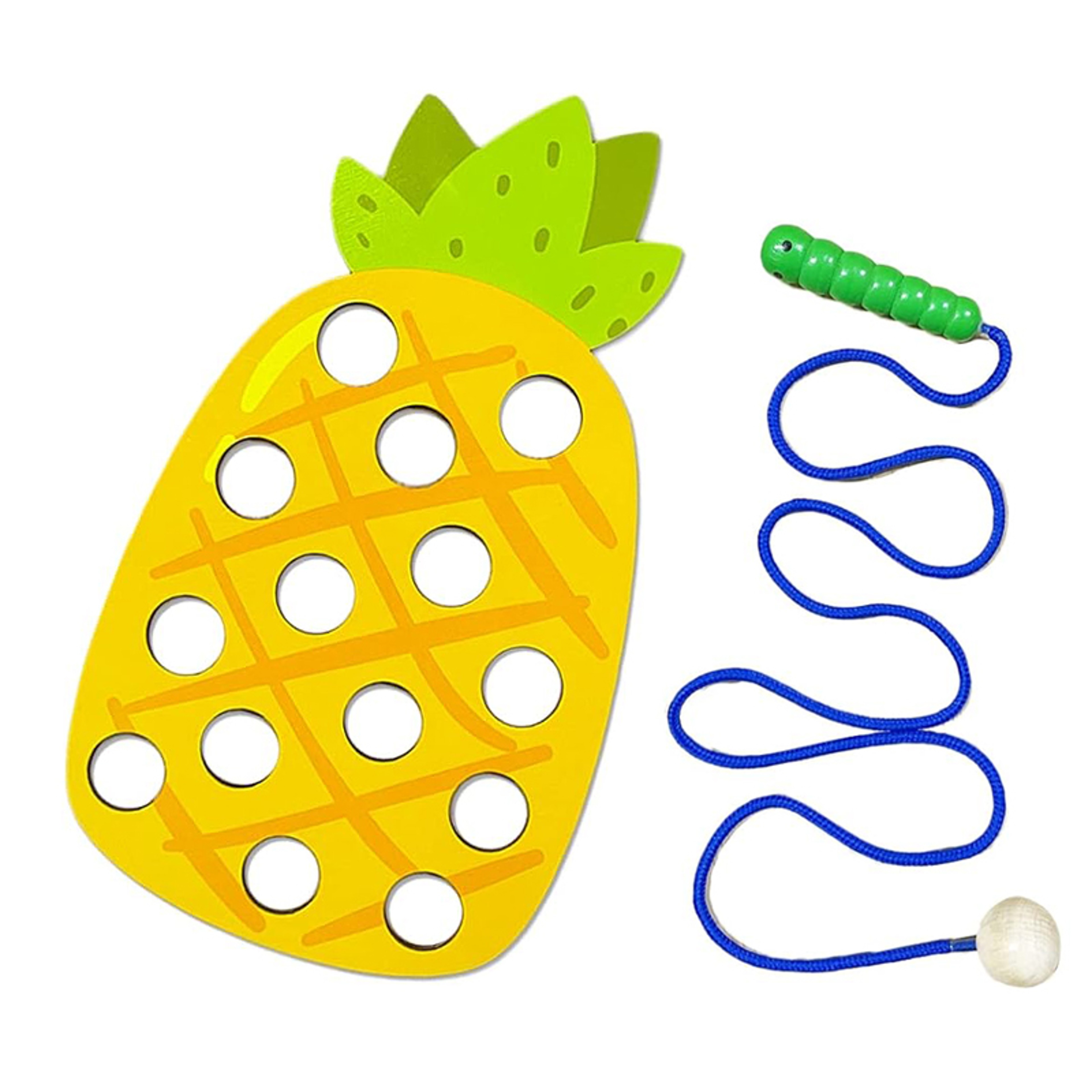 Wooden Lacing Toy For Toddlers  Educational Fruit Threading Puzzle Set Fine Motor Skill Development 7