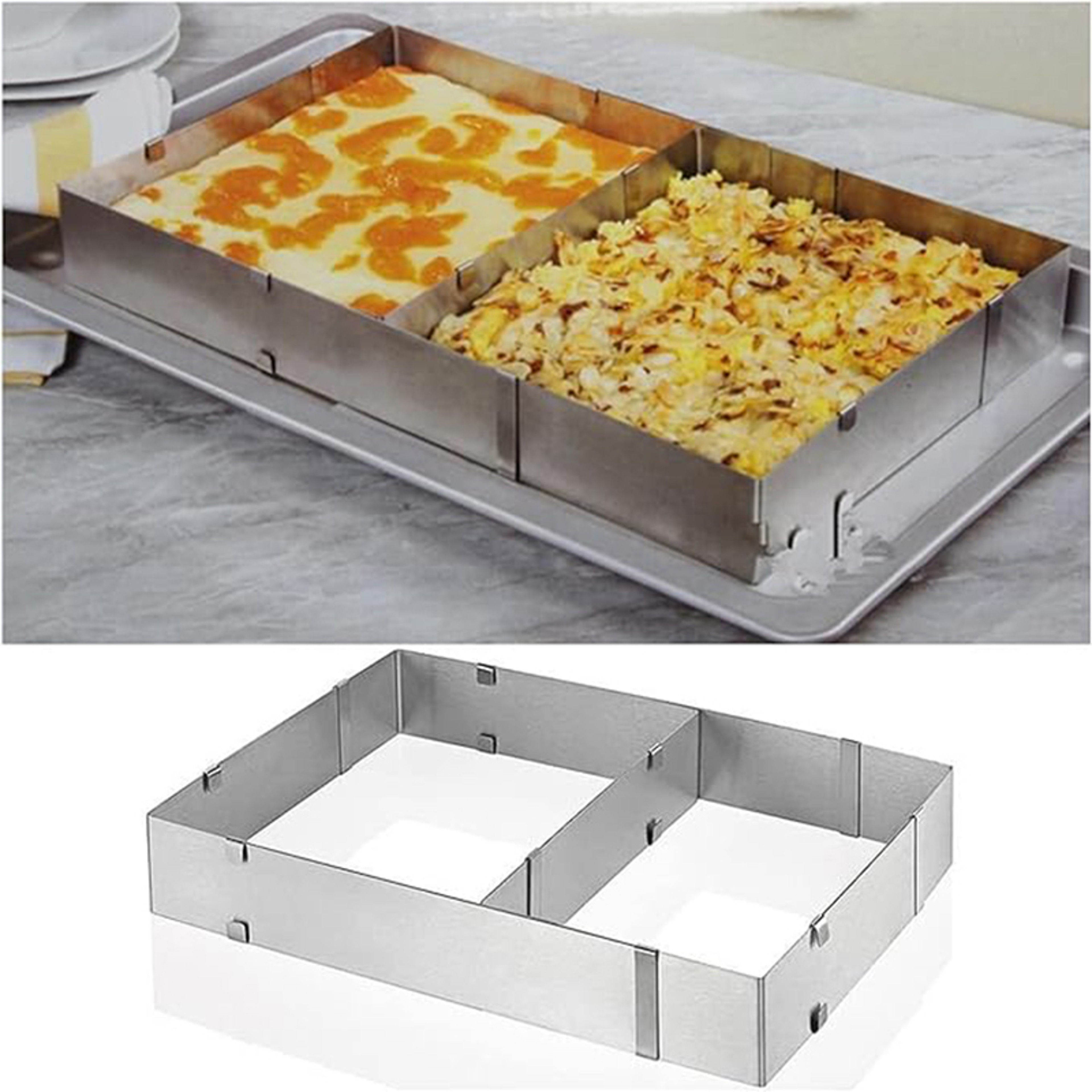 Adjustable Stainless Steel Rectangular Cake Mold Ring For Perfect Pastry Creations 0