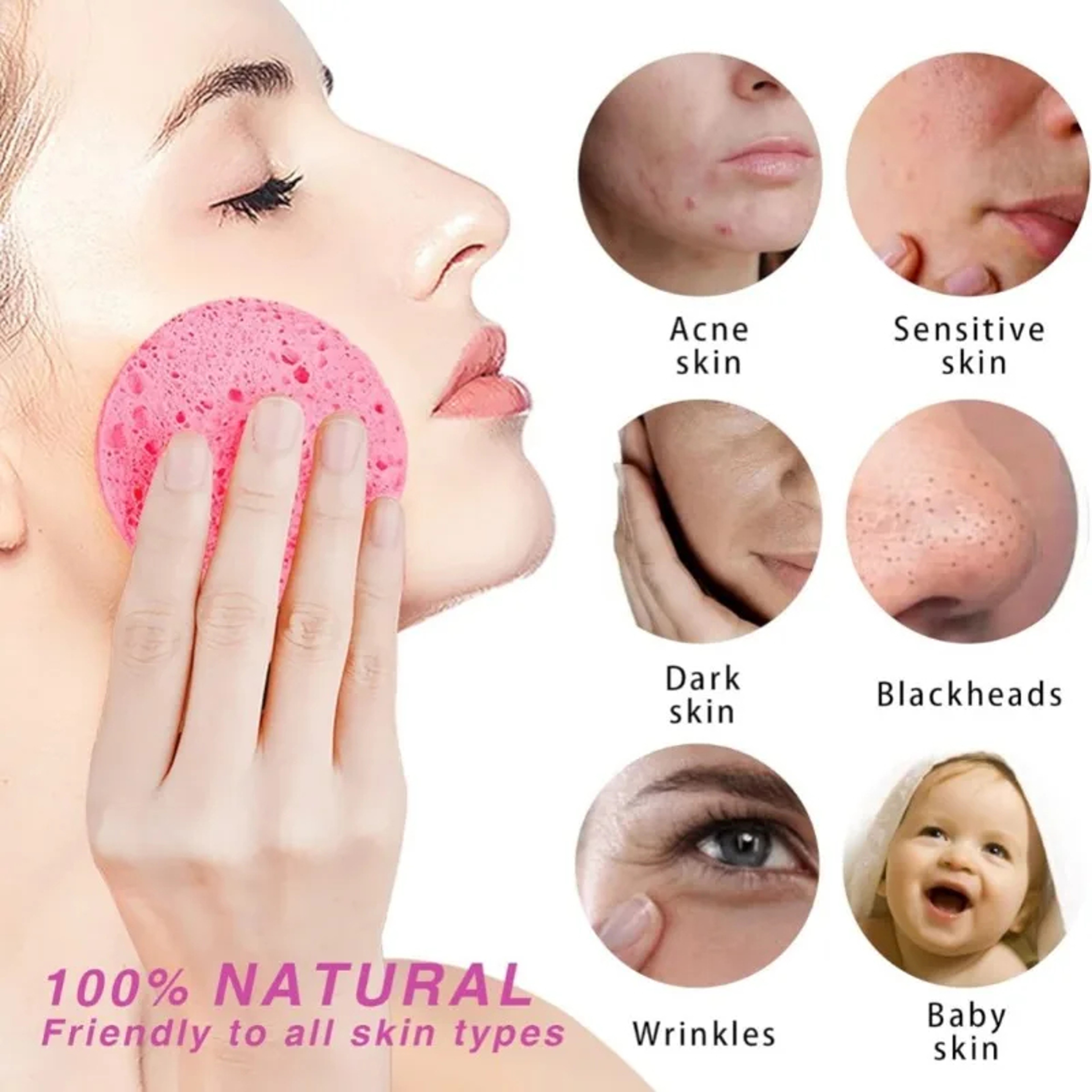 Pack Natural Wood Pulp Compress Face Wash Puff for Soft Cleansing – view 5