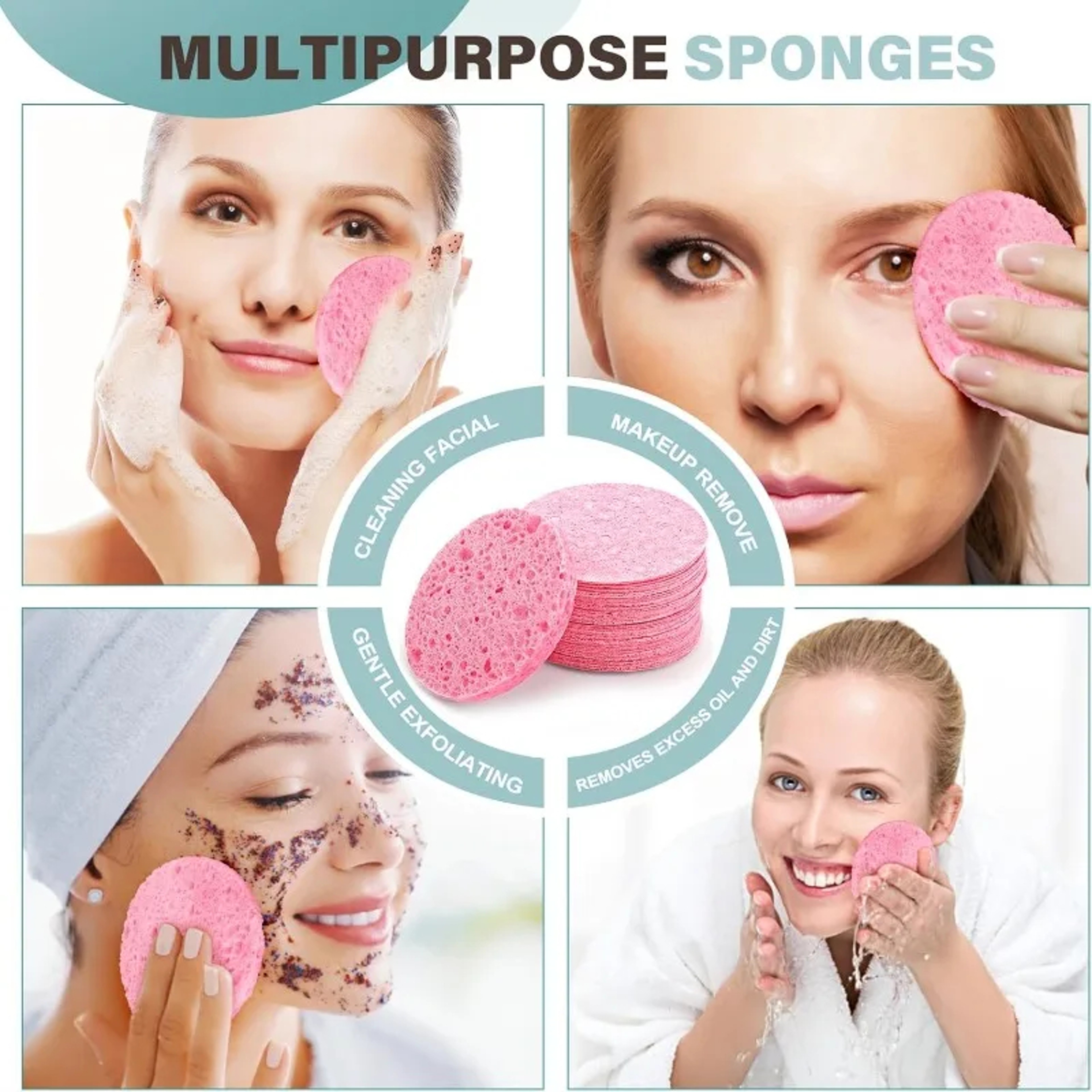 Pack Natural Wood Pulp Compress Face Wash Puff for Soft Cleansing – view 6