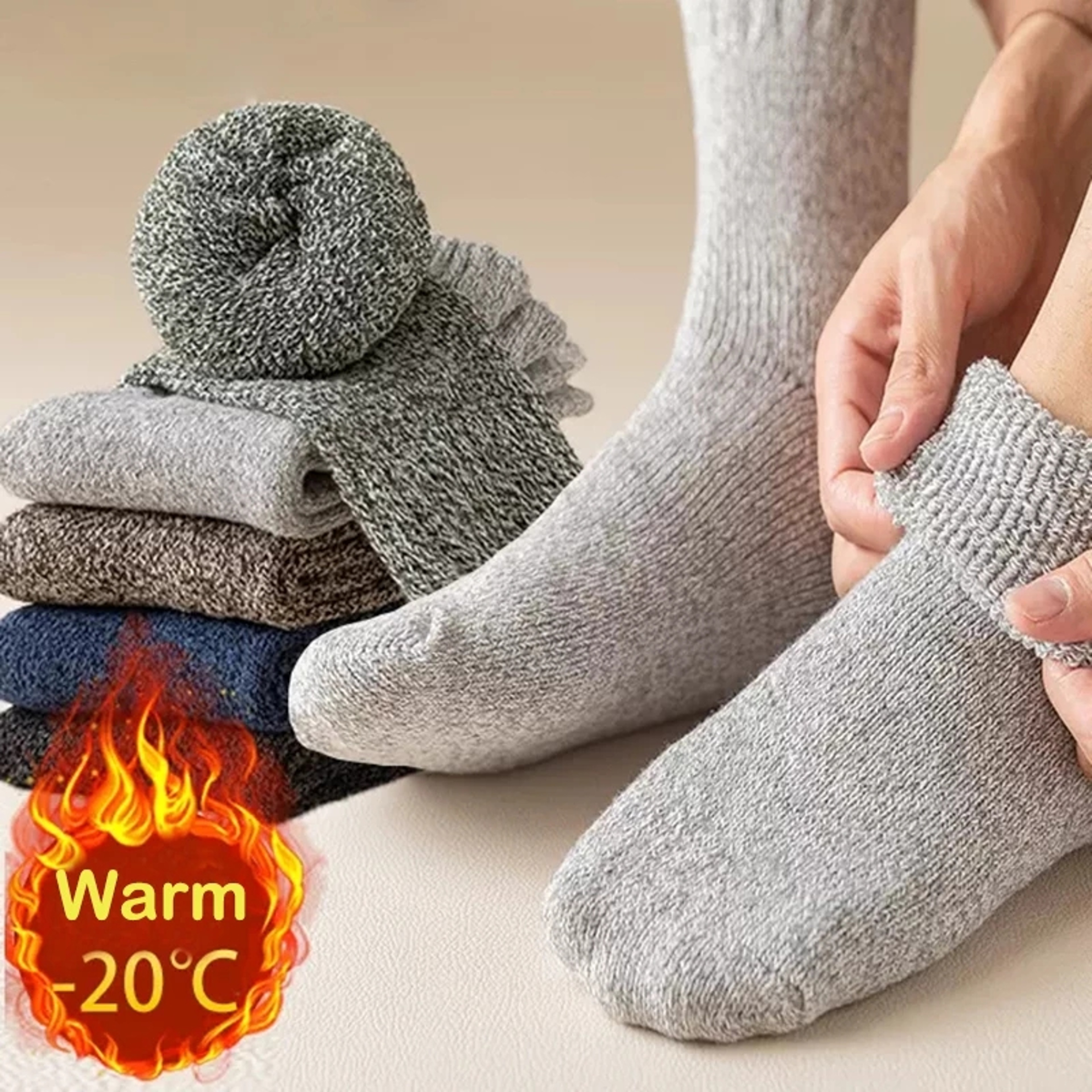 Thick Winter Socks For Men  Women Solid Socks For Cold Snow Super Thick Terry Warm Socks 1