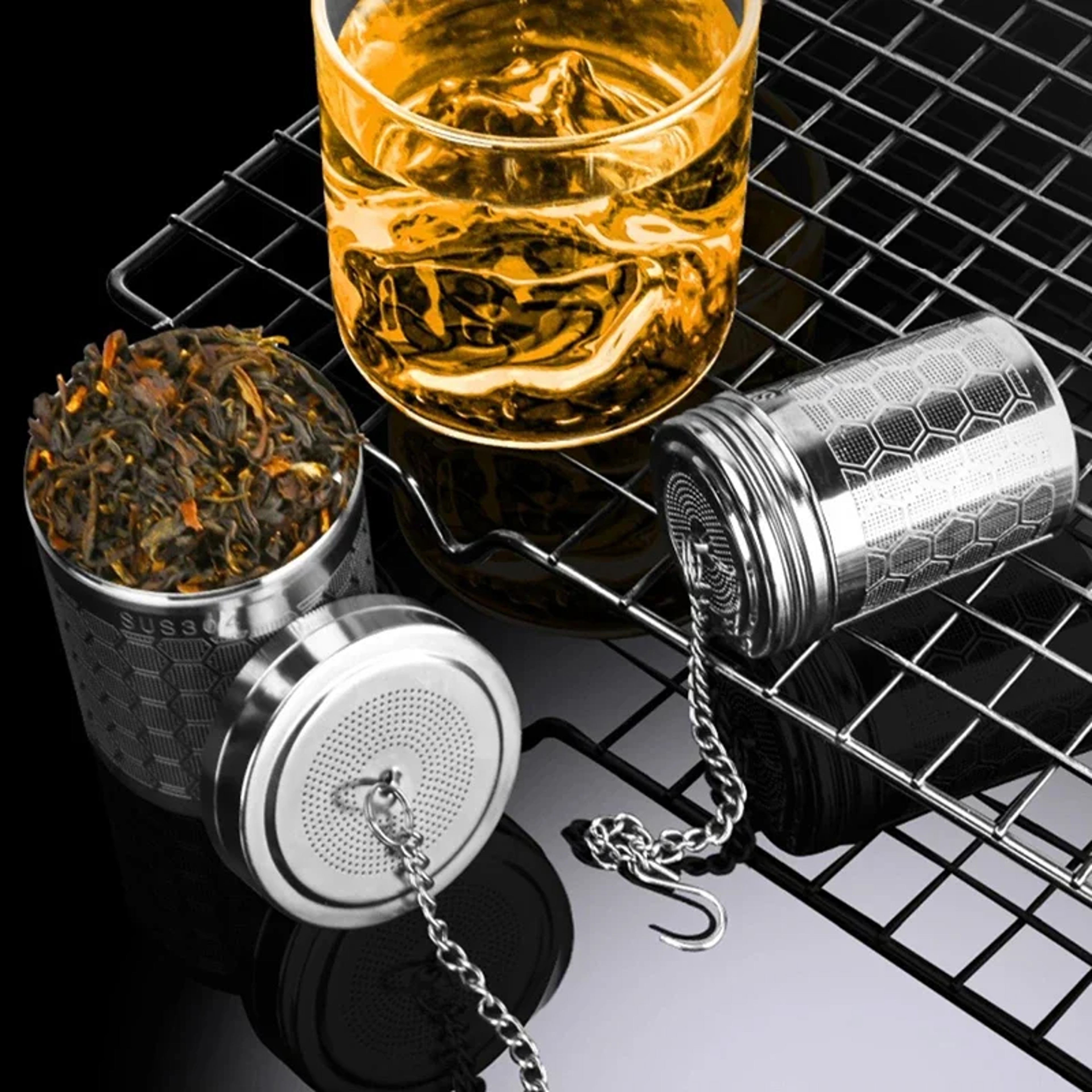 Stainless Steel Tea Infuser With Extended Chain Hook  Extra Fine Mesh Strainer For Loose Leaf Tea 2