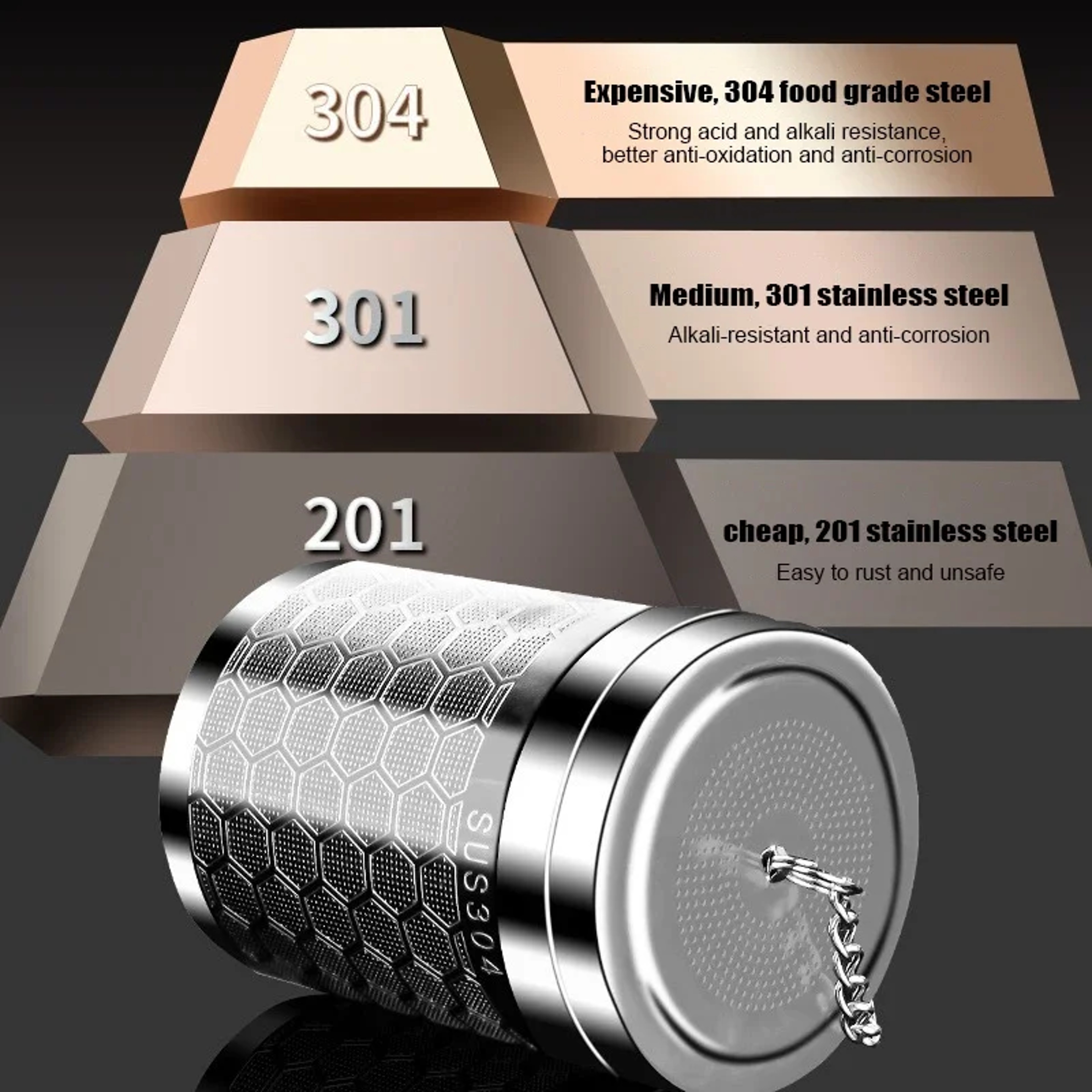 Stainless Steel Tea Infuser With Extended Chain Hook  Extra Fine Mesh Strainer For Loose Leaf Tea 3