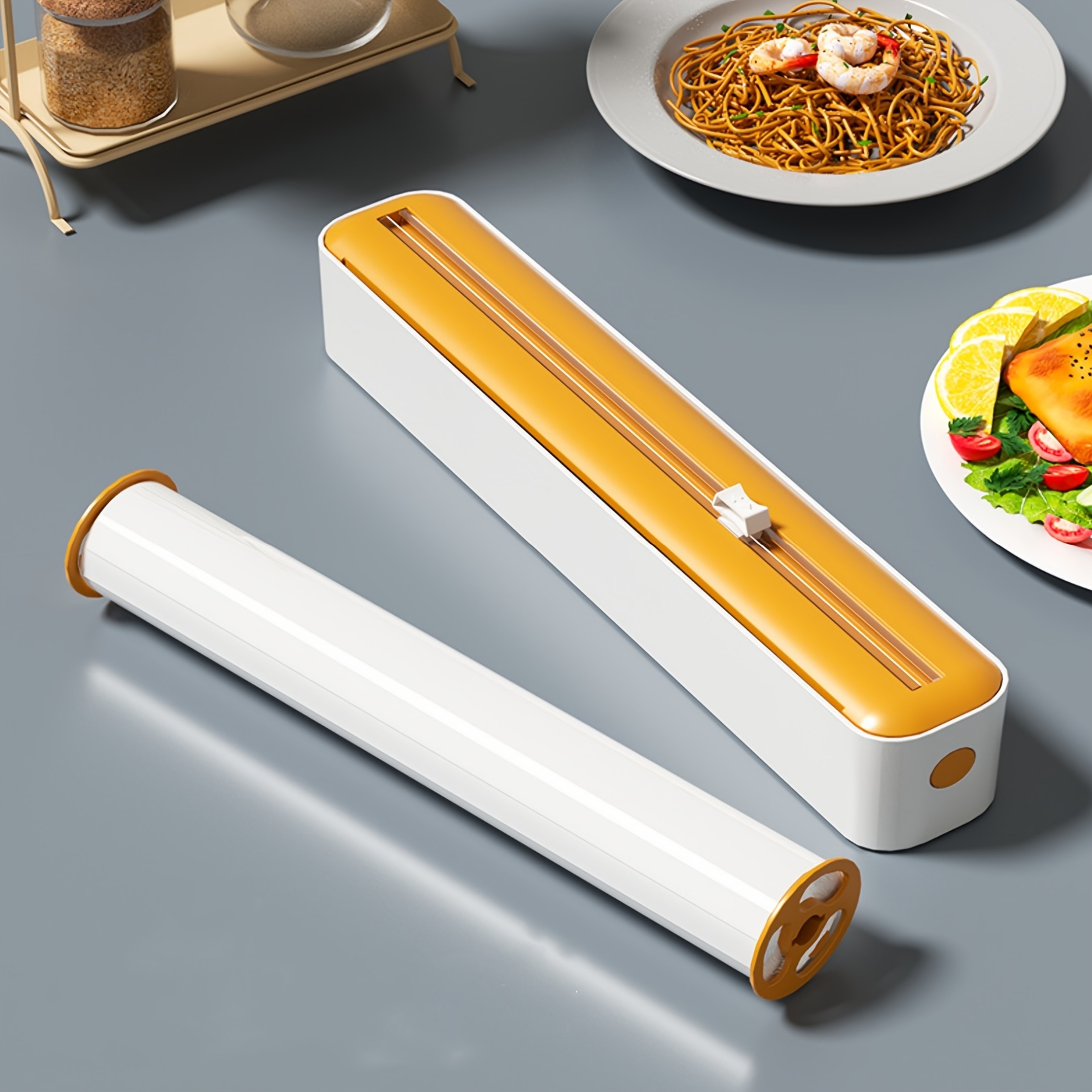 Plastic Wrap And Foil Dispenser With Slide Cutter  Durable Kitchen Organizer With Suction Base 1