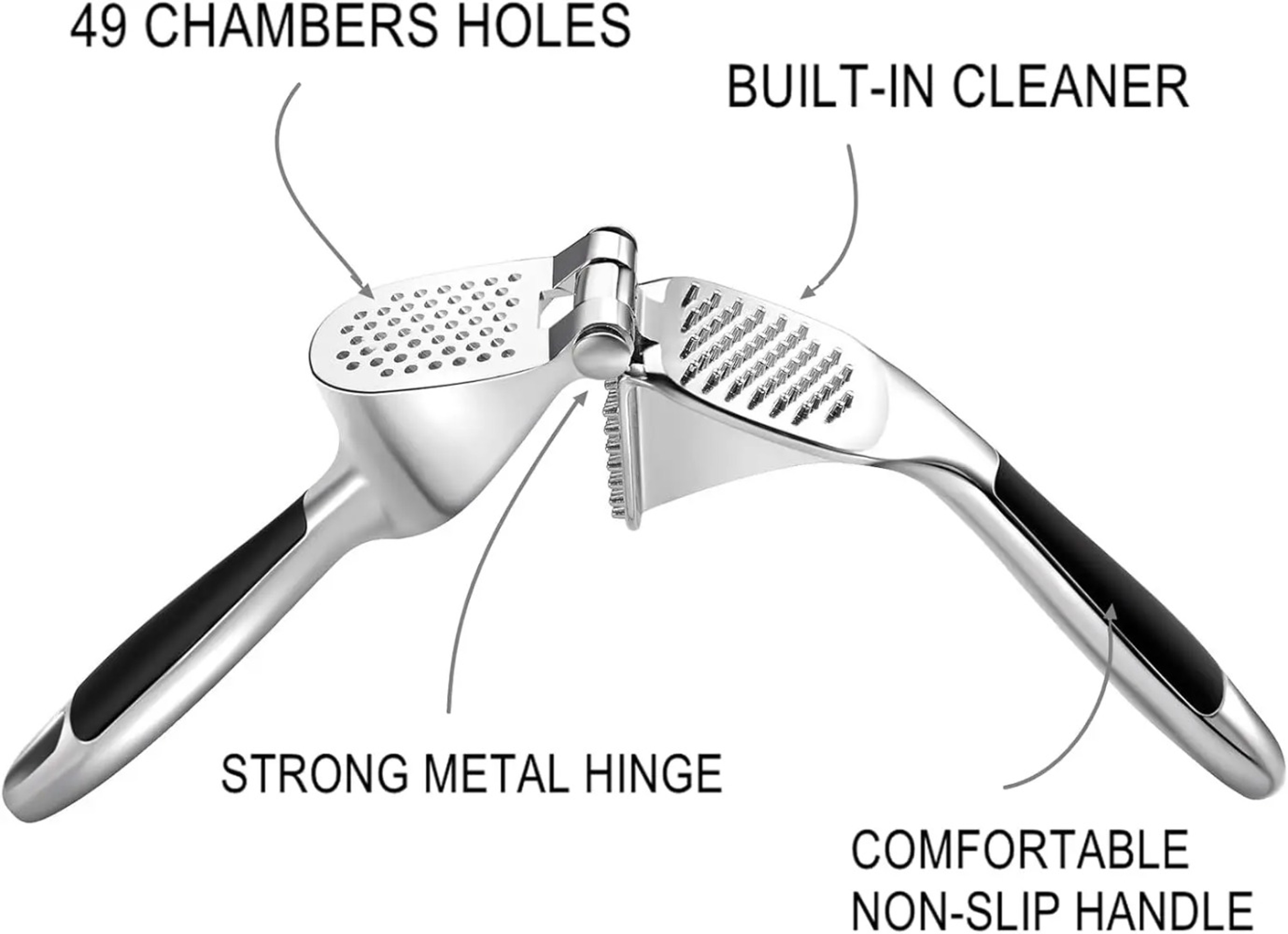 Zinc Alloy Garlic Press – Ergonomic Soft-Grip Handle for Easy Squeeze & Effortless Cleaning – view 5