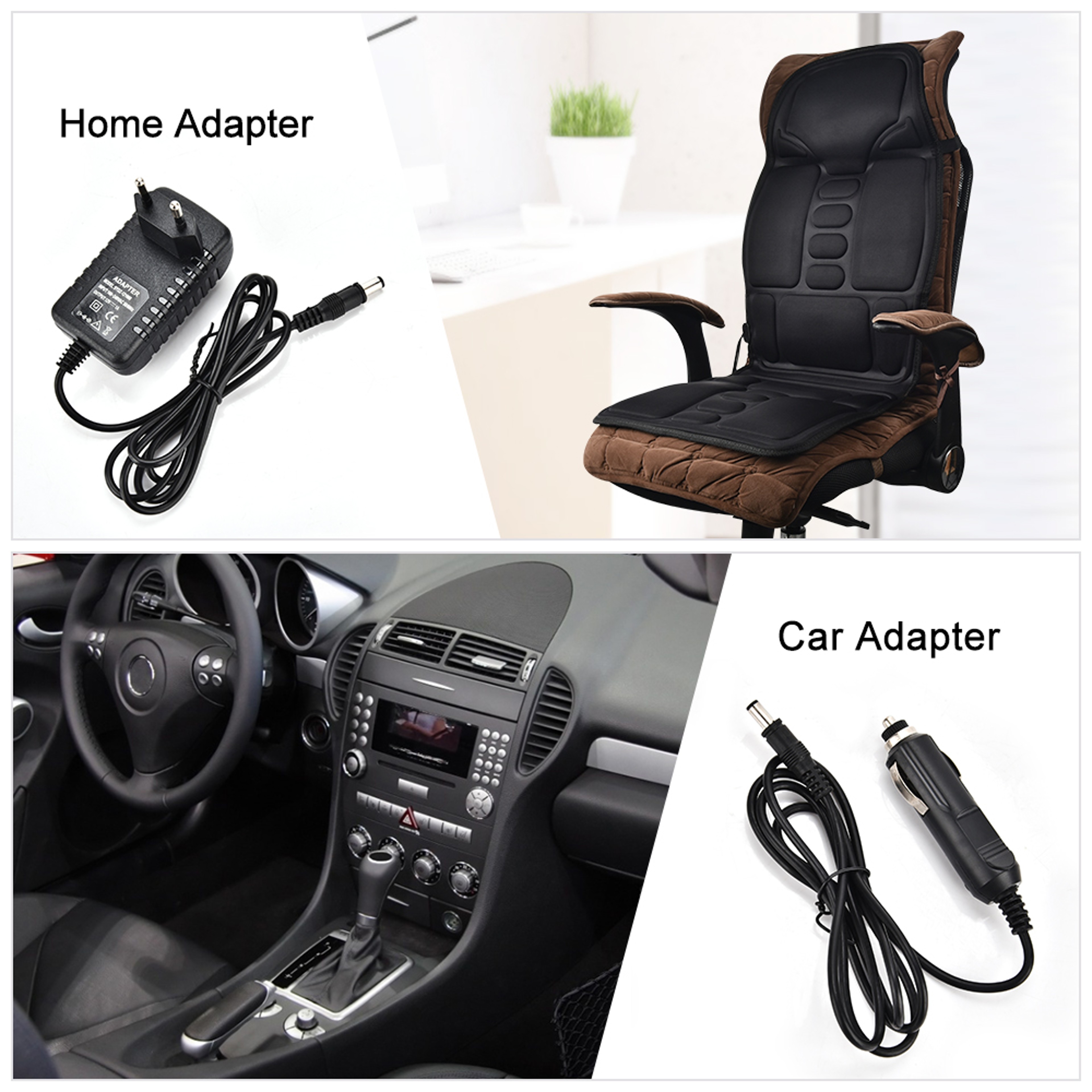Electric Massager Chair Pad with Heating & Vibrating Features Cervical Neck & Back Cushion for Car & Home Use – view 5
